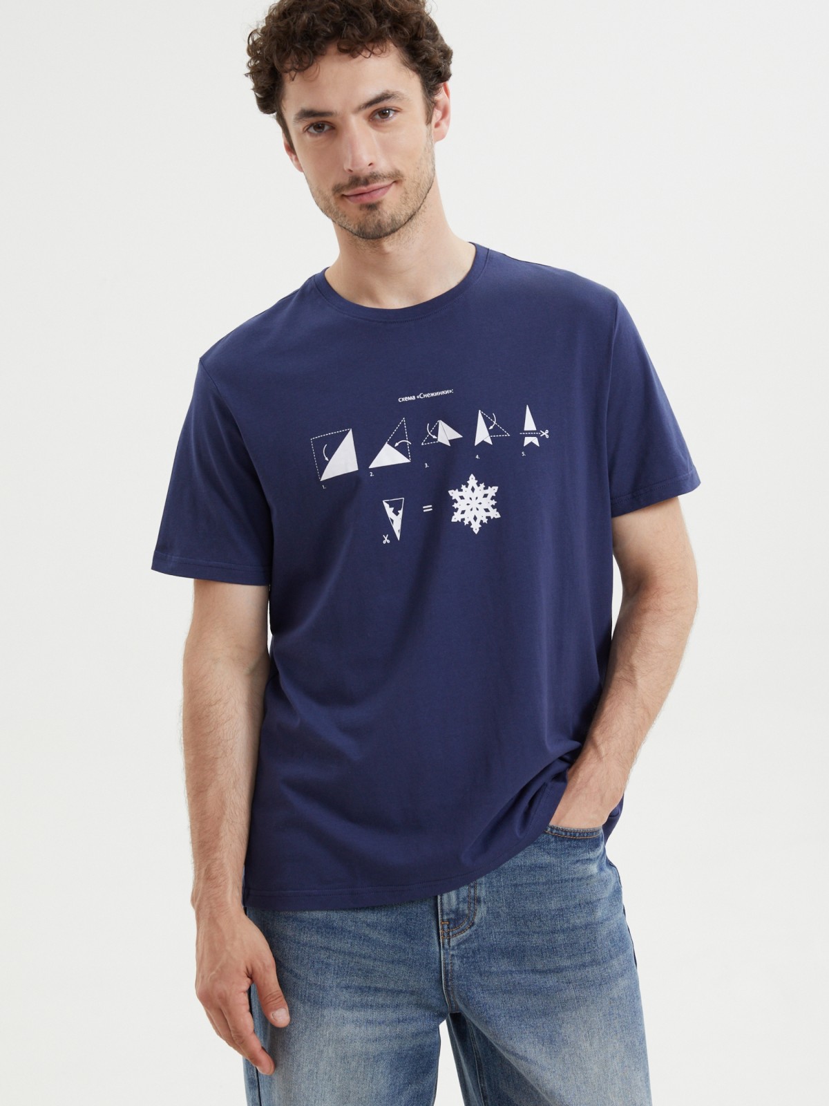 Новогодняя футболка из хлопка с принтом