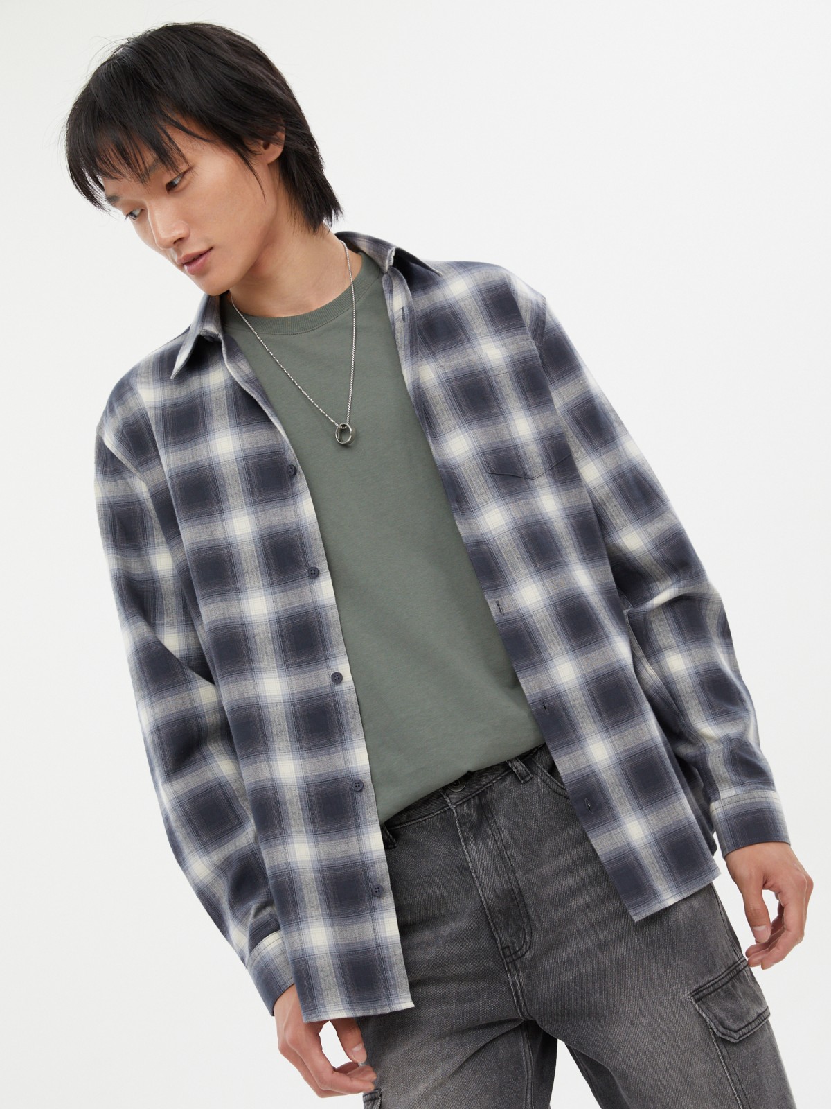 Рубашка из хлопка с узором в клетку