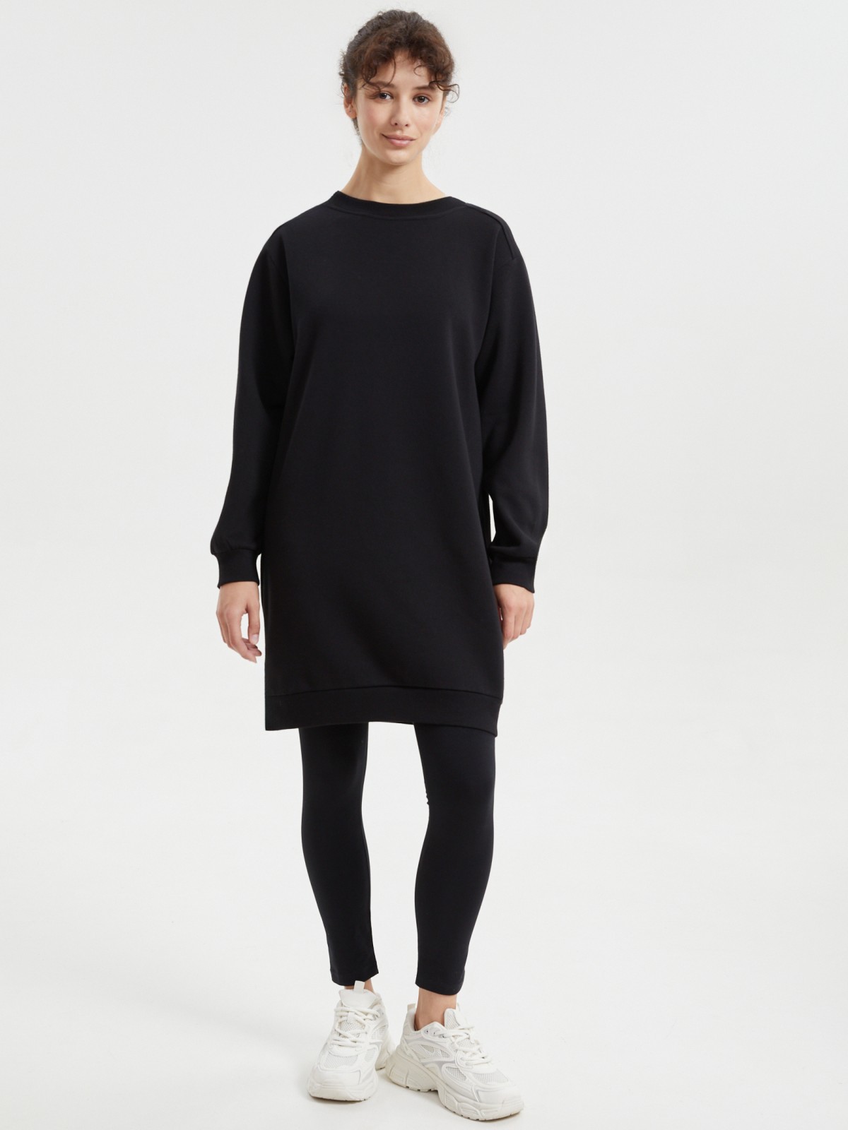 Утеплённое трикотажное платье-свитшот