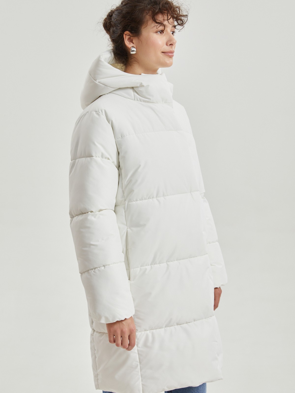 Тёплая куртка-пальто с капюшоном