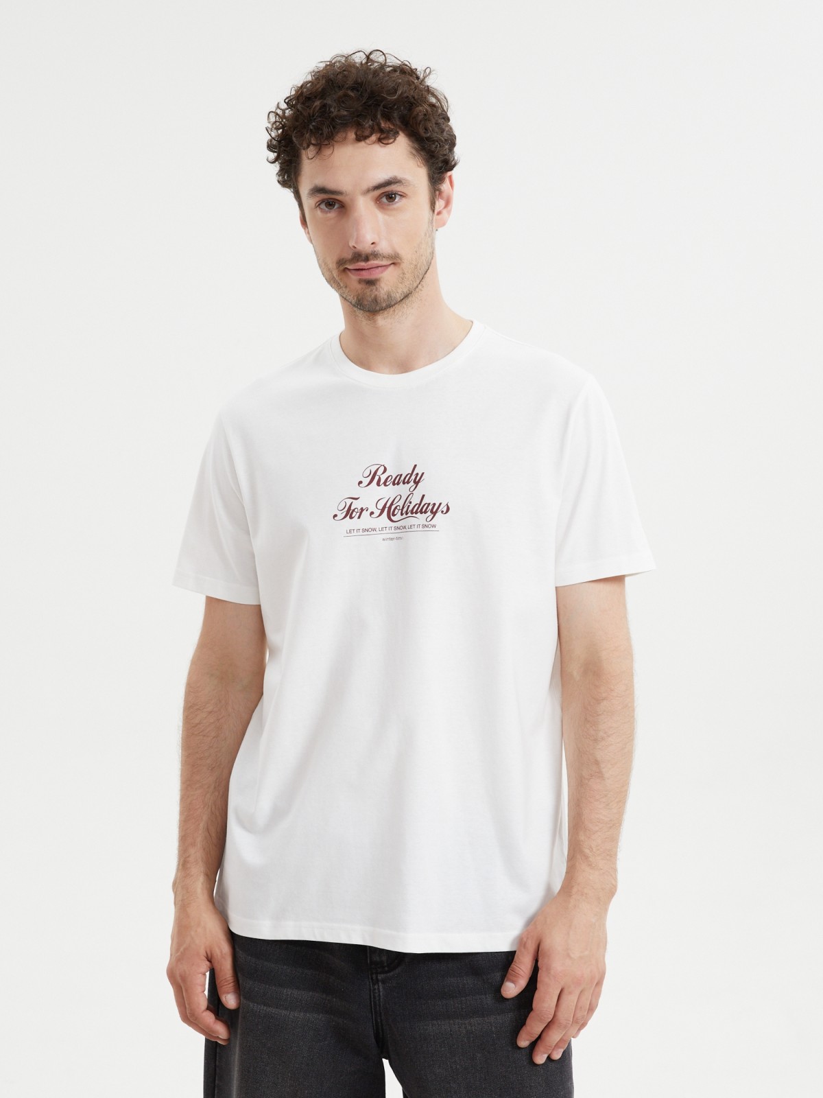 Новогодняя футболка из хлопка с принтом