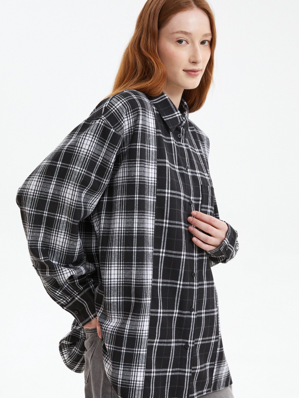 Рубашка оверсайз с узором в клетку