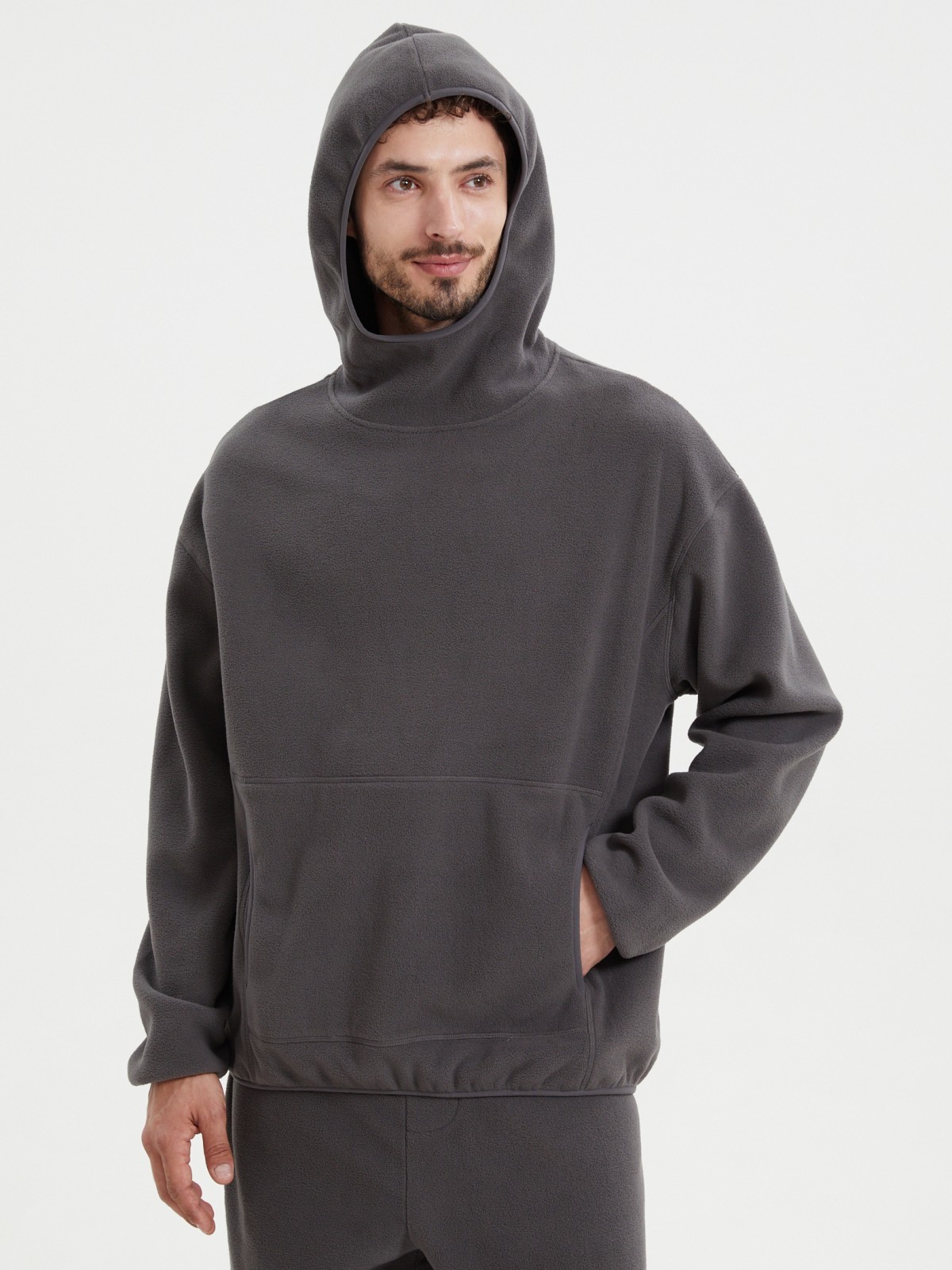 Утеплённый худи из флиса с капюшоном