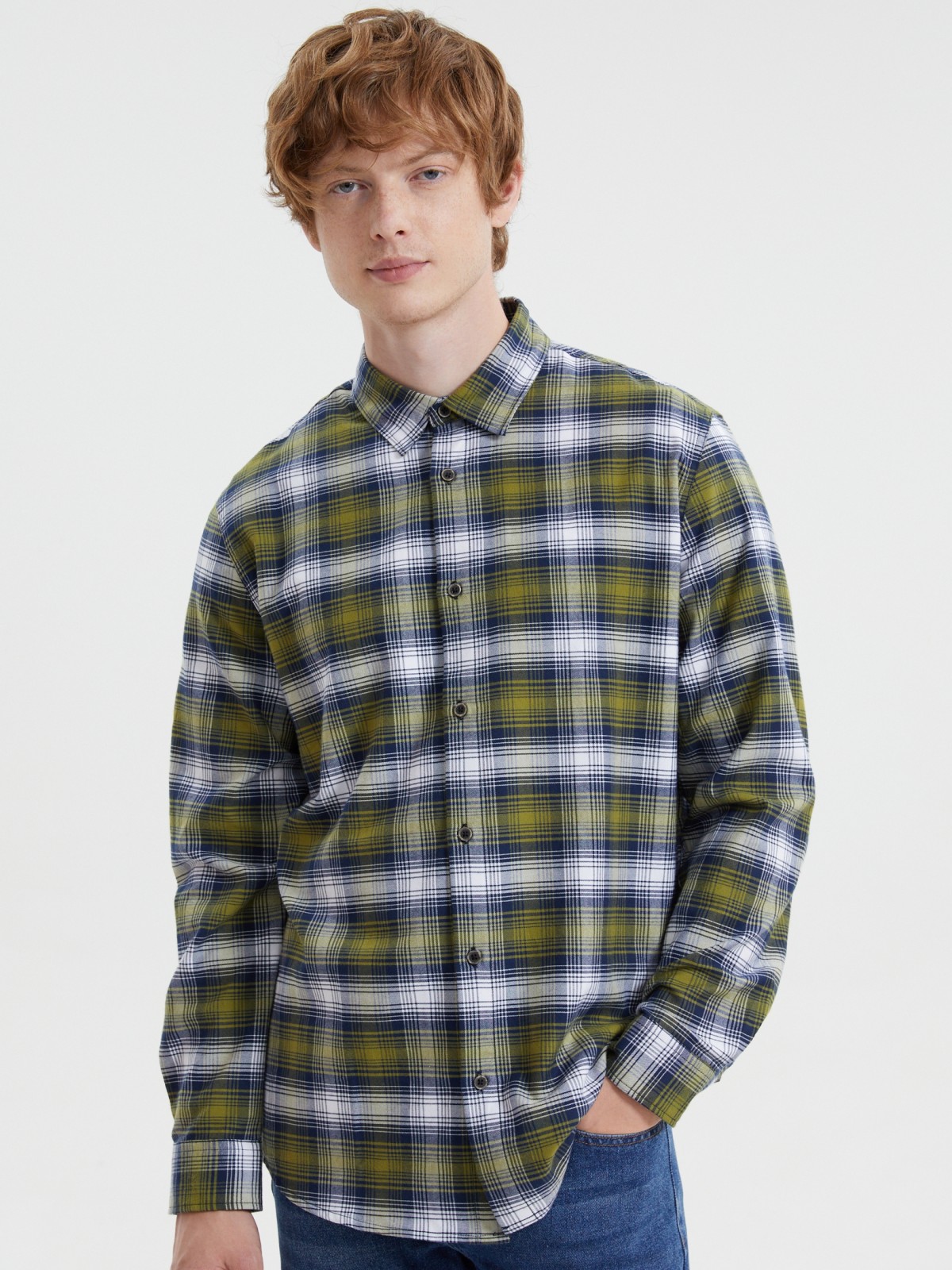 Рубашка из хлопка с узором в клетку