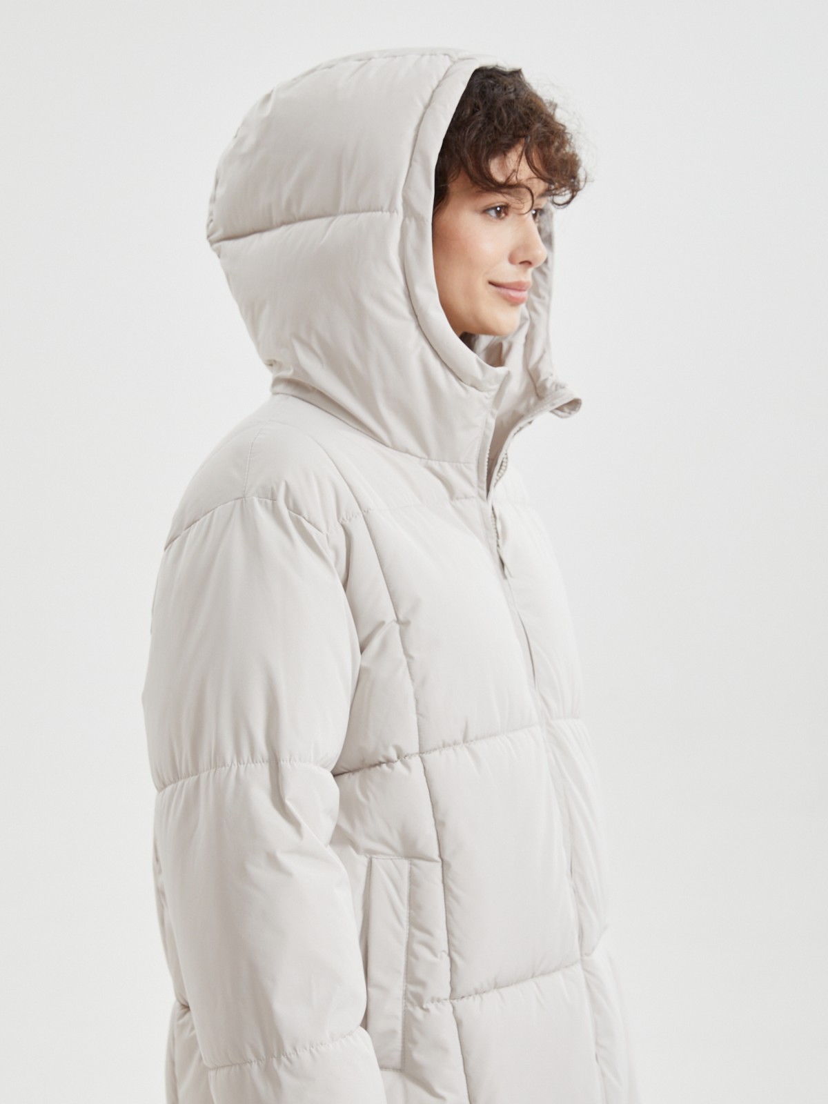 Тёплая куртка-пальто с капюшоном