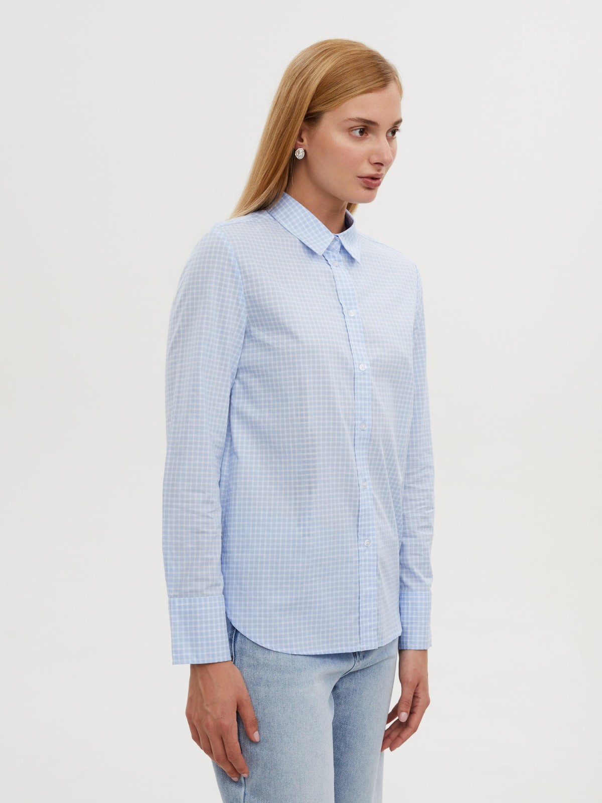 Рубашка из хлопка в клетку с длинным рукавом