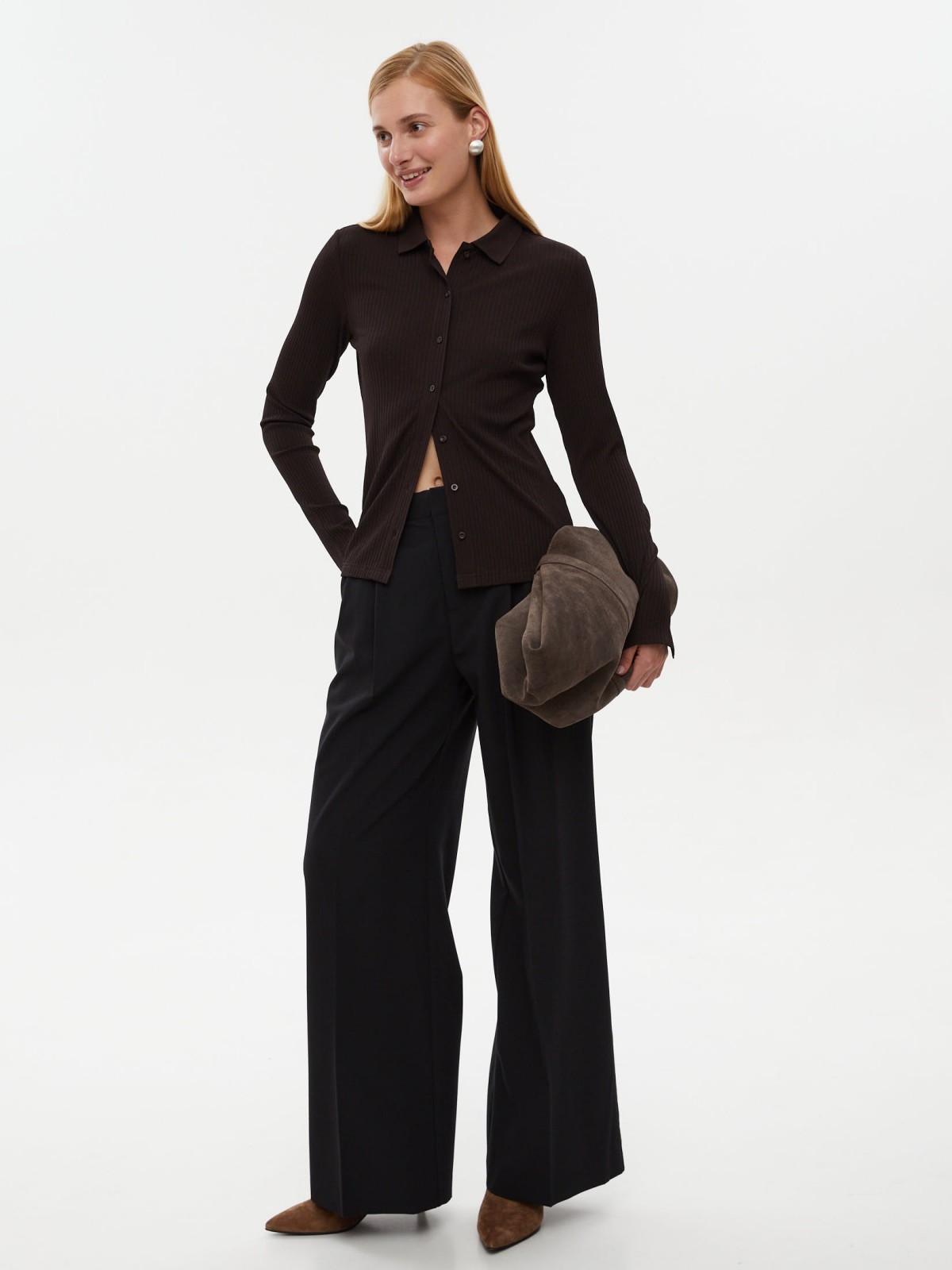 Трикотажная рубашка с отложным воротником