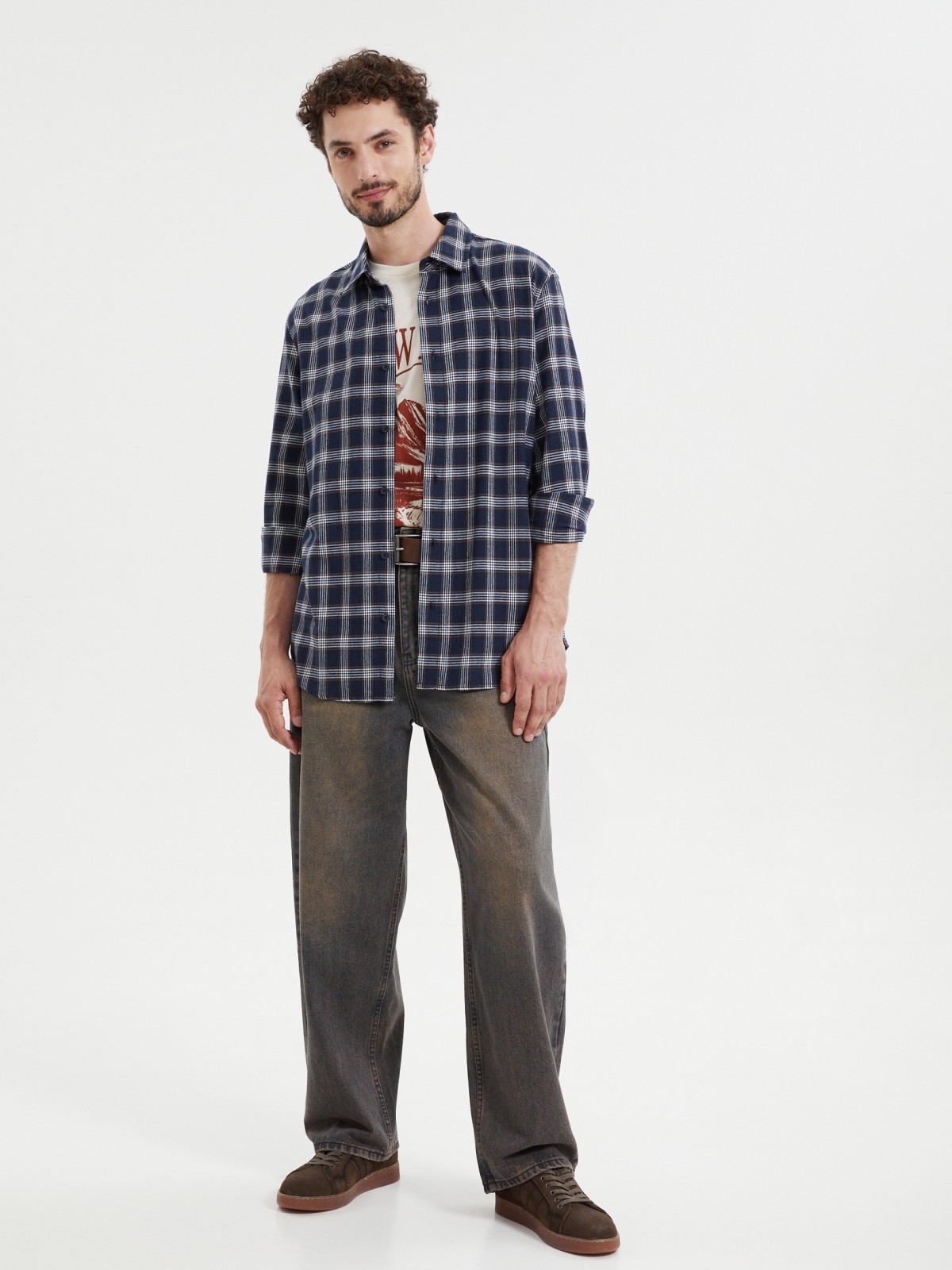 Рубашка из хлопка с узором в клетку