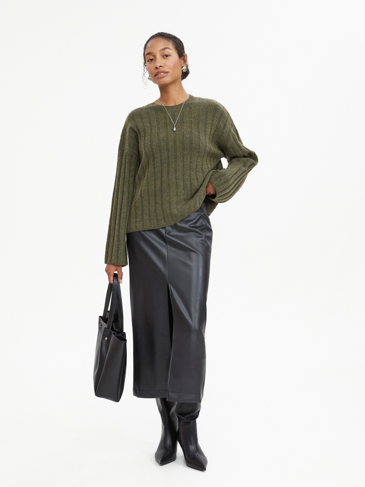 Юбка миди с разрезом