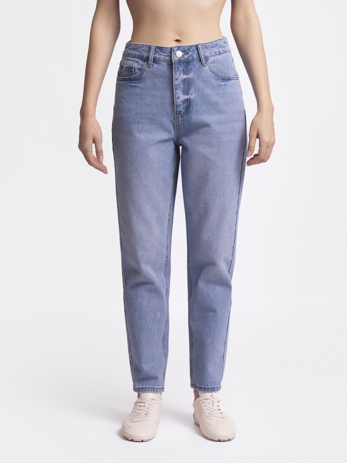 Джинсы силуэта Mom Fit с высокой посадкой