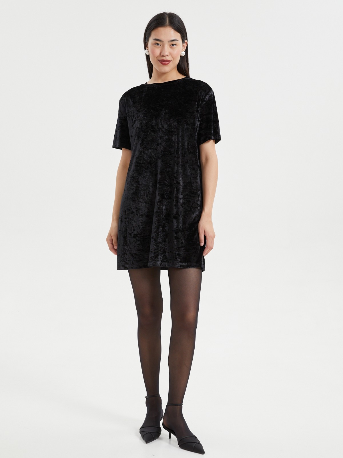 Бархатное платье-футболка мини