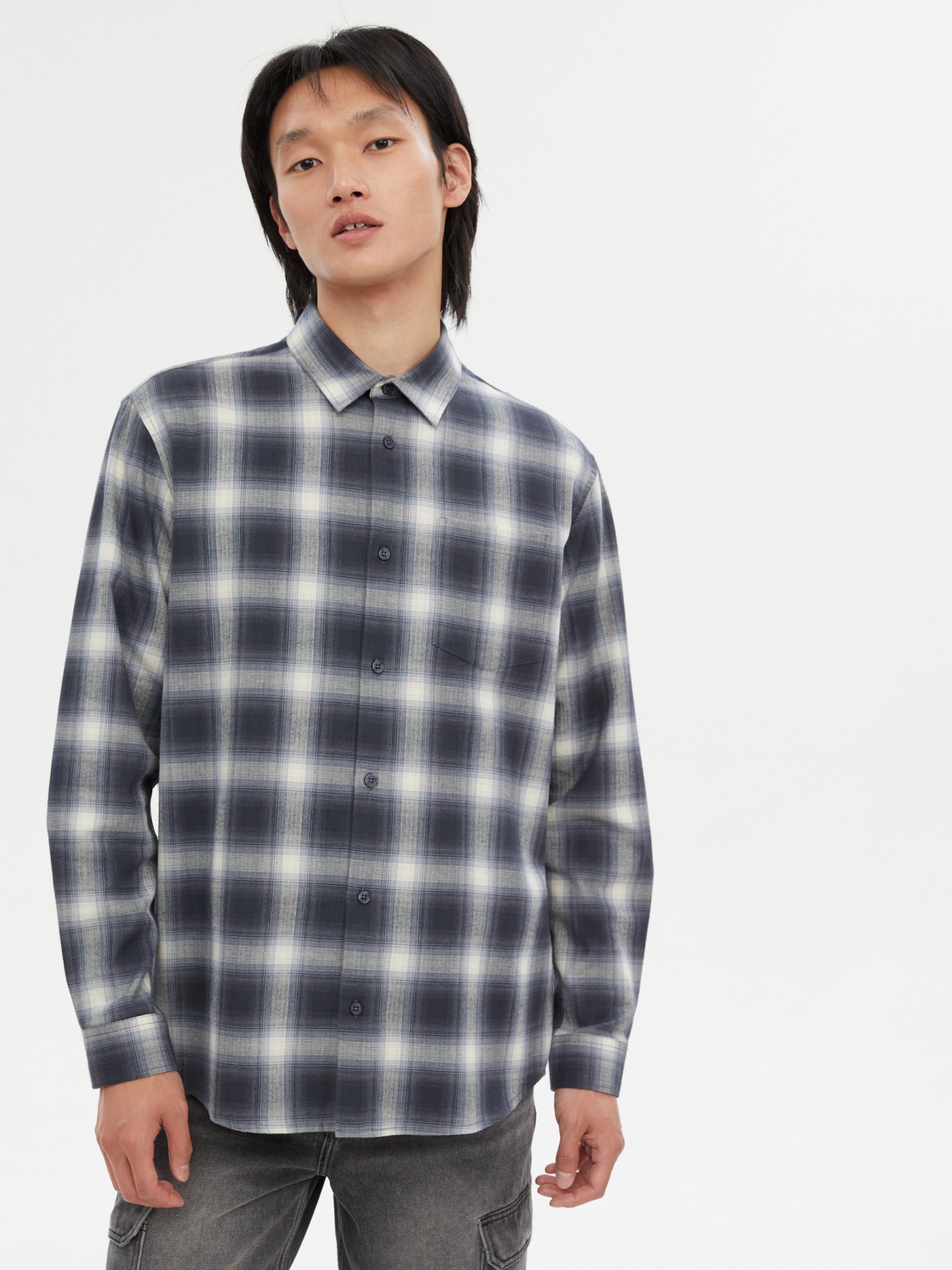 Рубашка из хлопка с узором в клетку