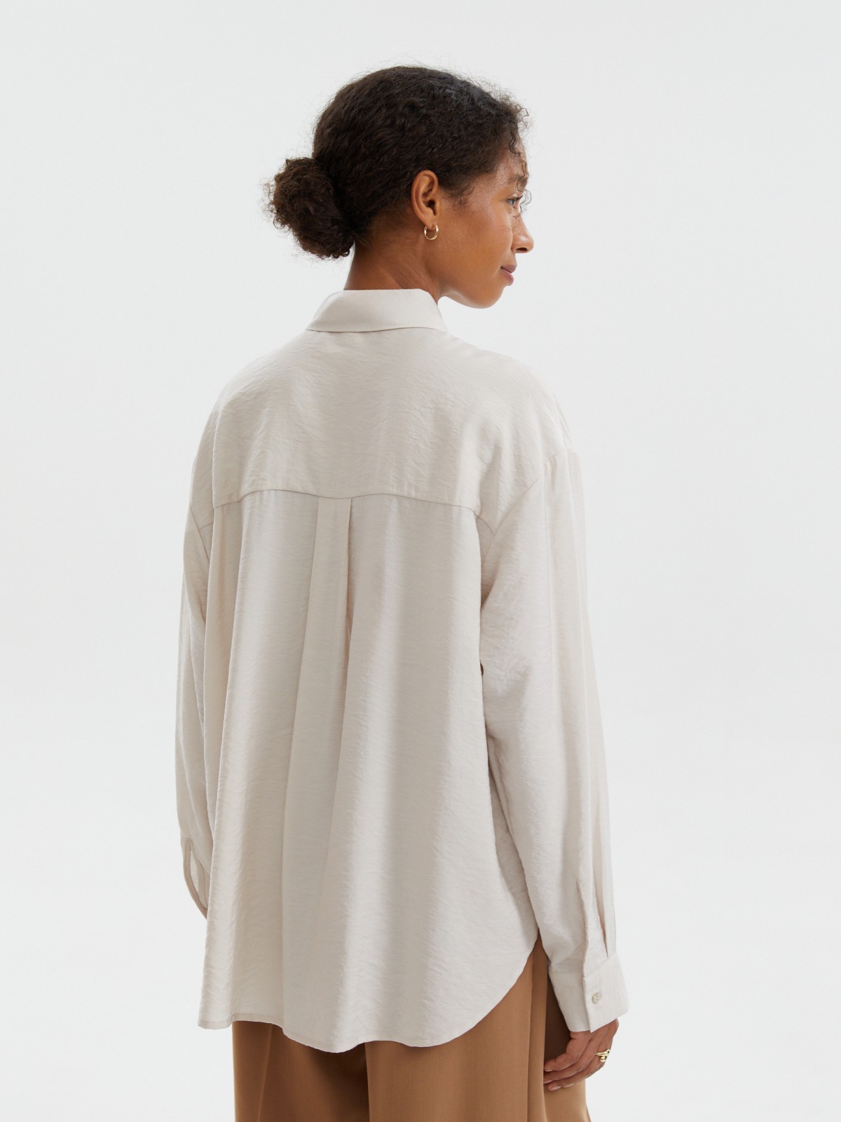 Однотонная рубашка из жатой ткани