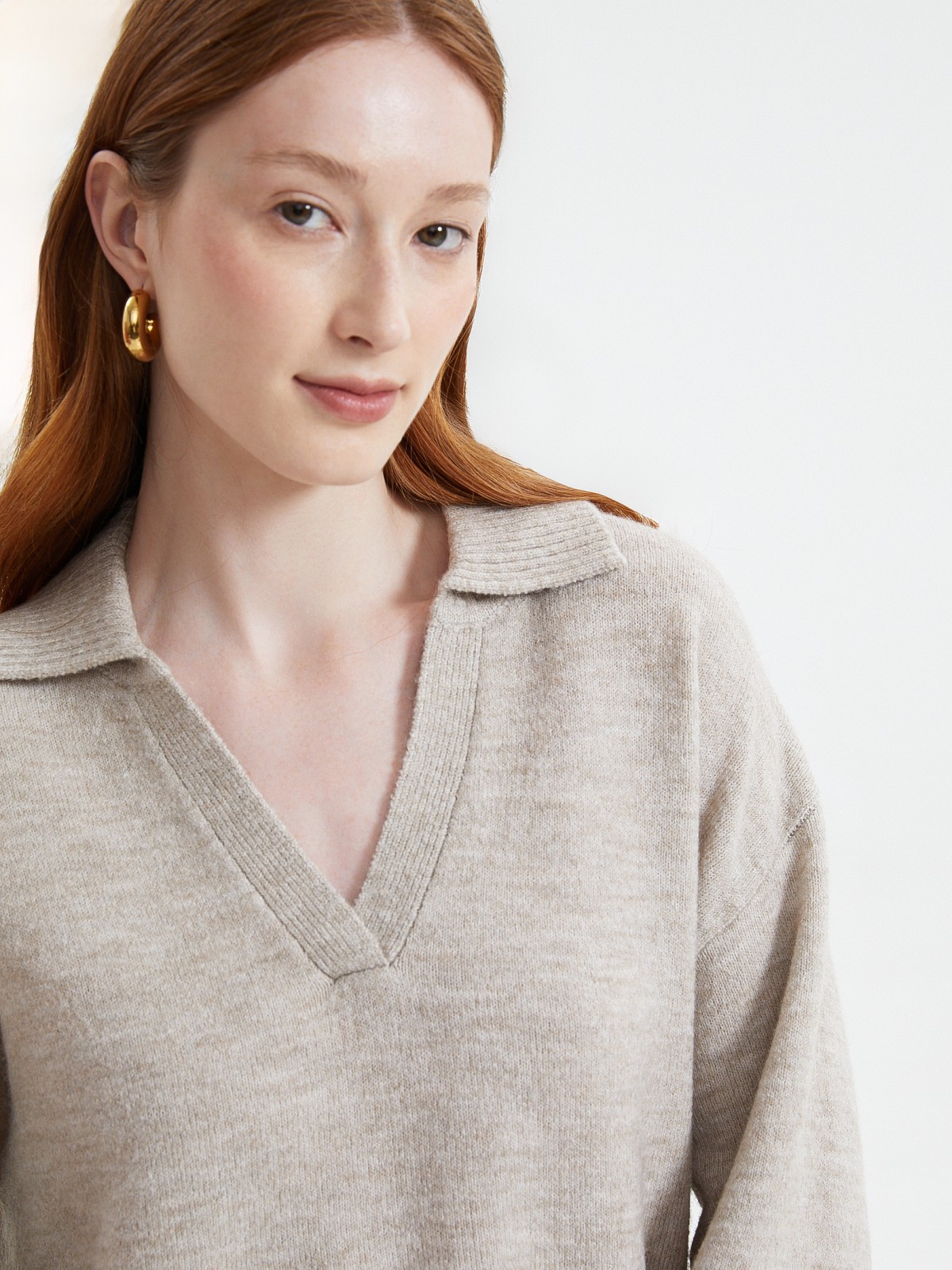 Вязаный джемпер с воротником поло