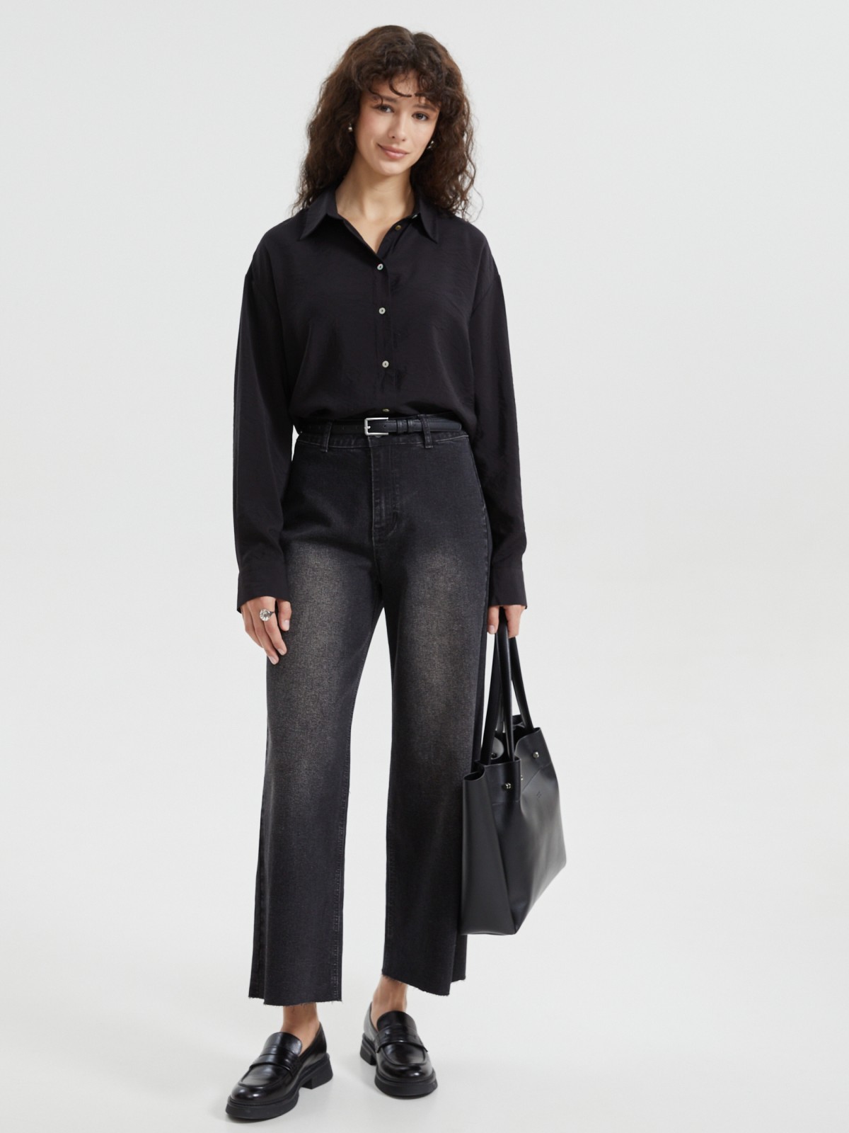 Однотонная рубашка из жатой ткани