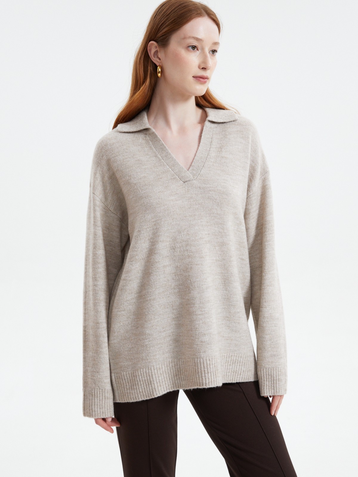 Вязаный джемпер с воротником поло