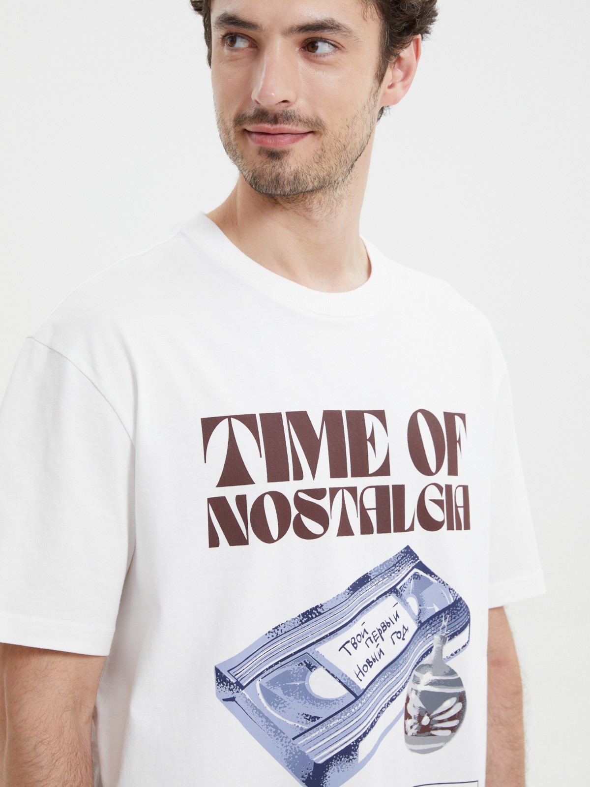 Новогодняя футболка из хлопка с принтом