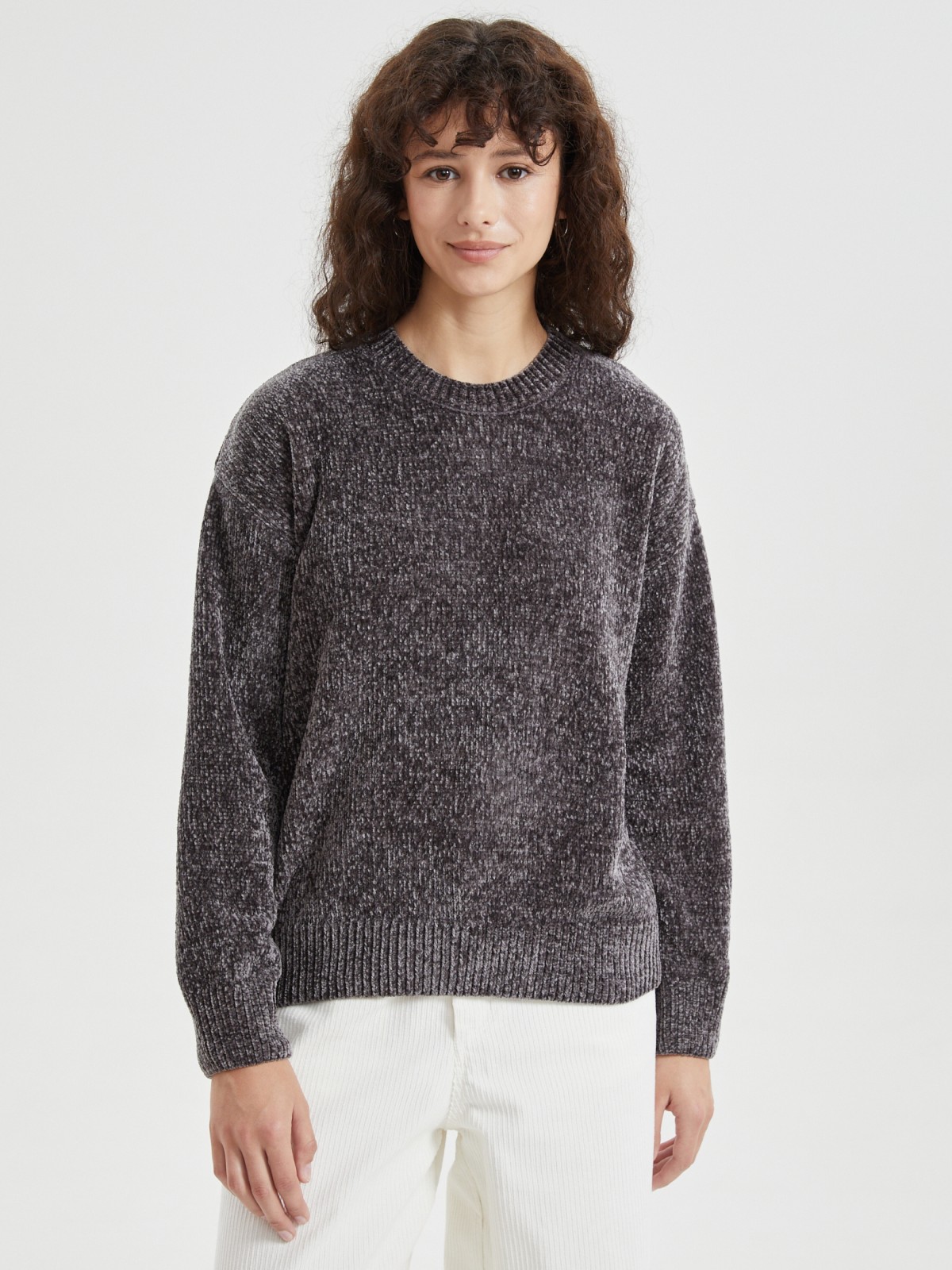 Вязаный бархатистый джемпер