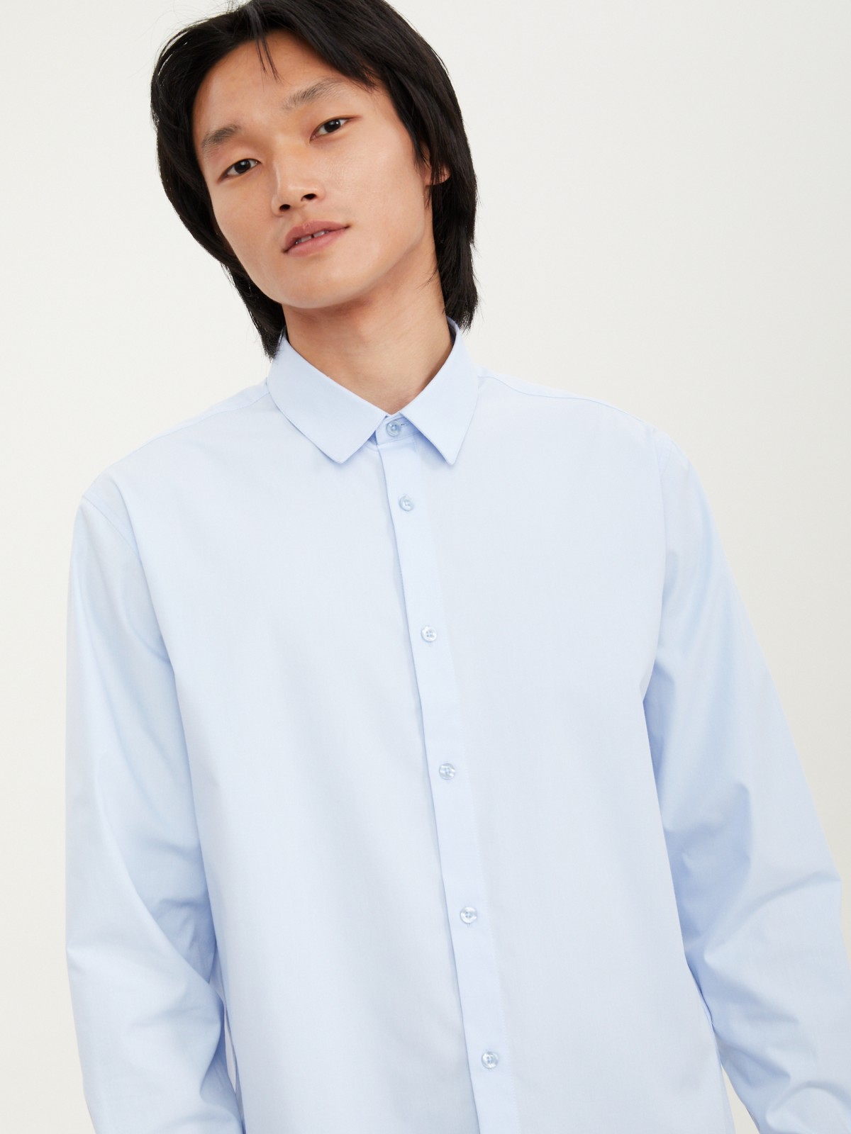 Офисная прямая рубашка с длинным рукавом