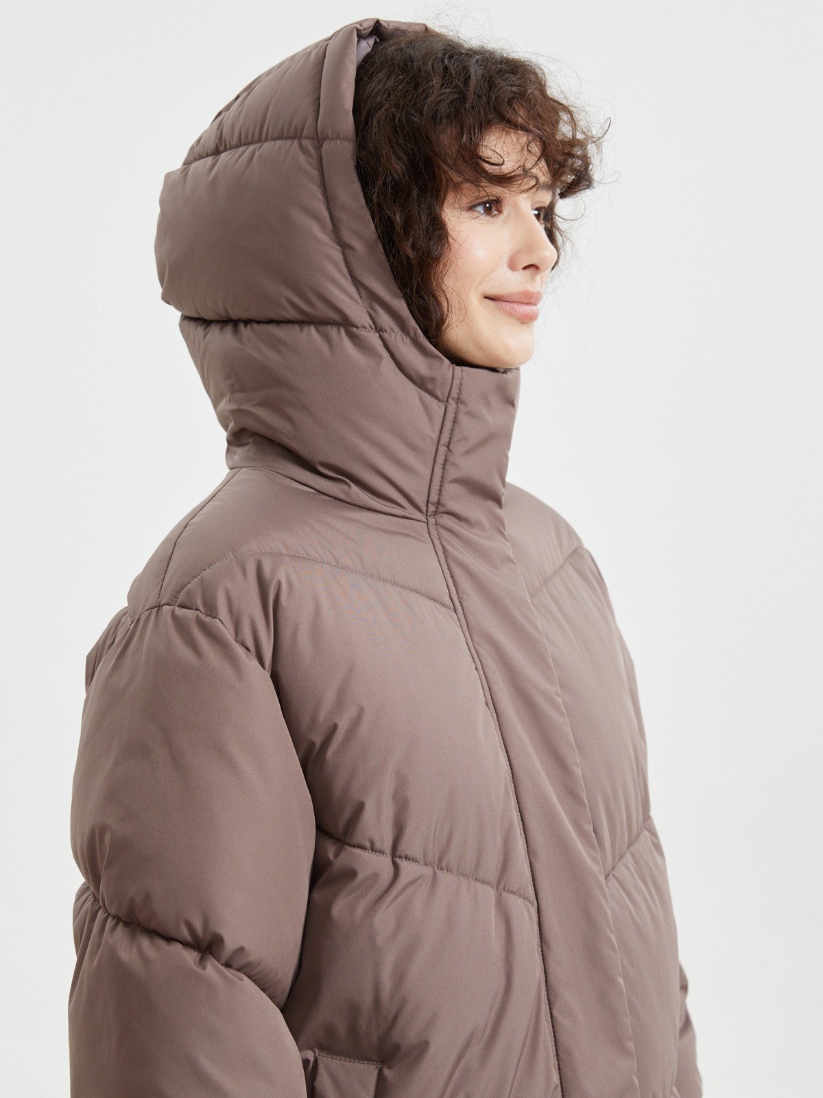 Тёплая куртка-пальто с капюшоном