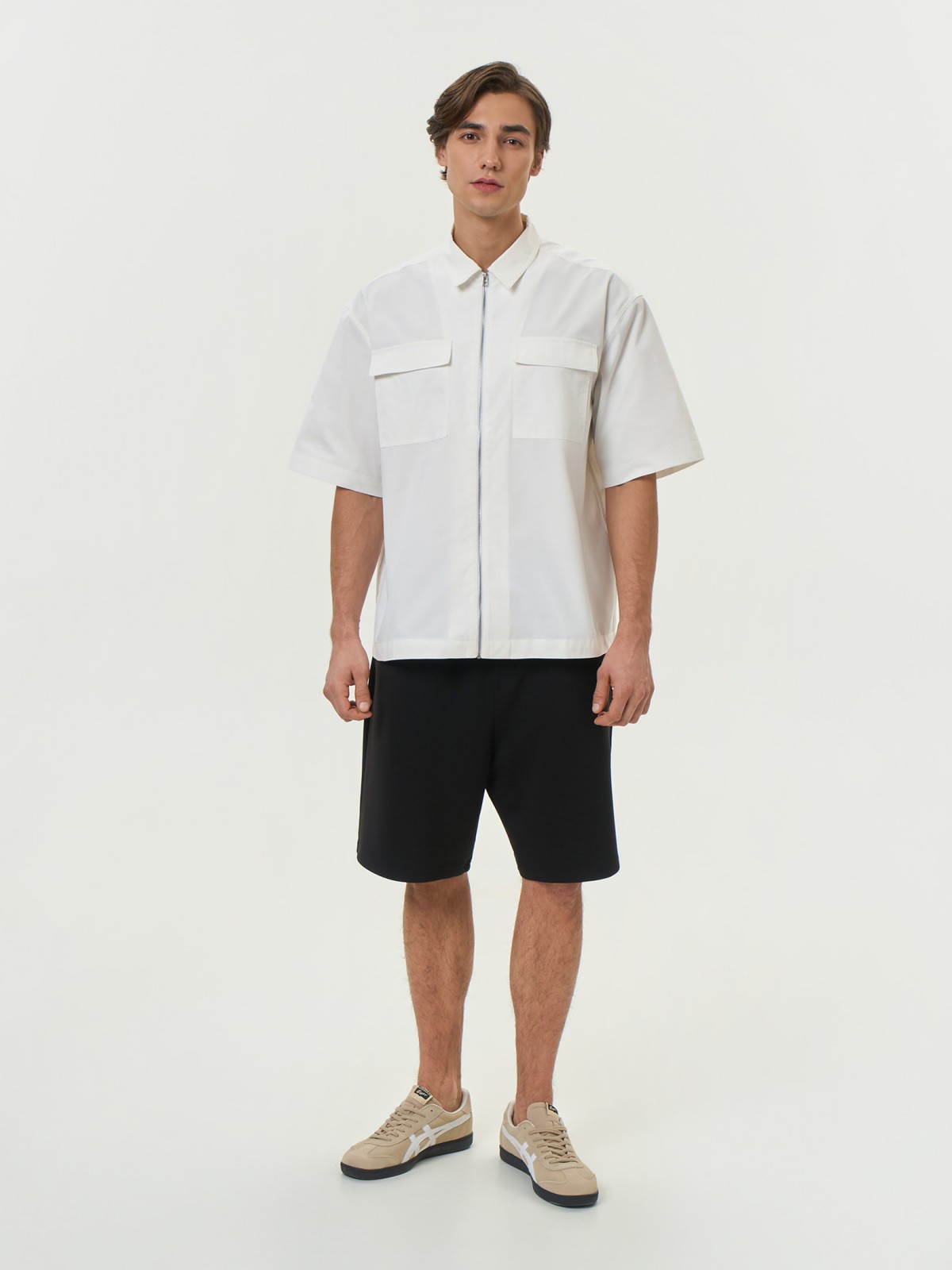 Рубашка на молнии с коротким рукавом