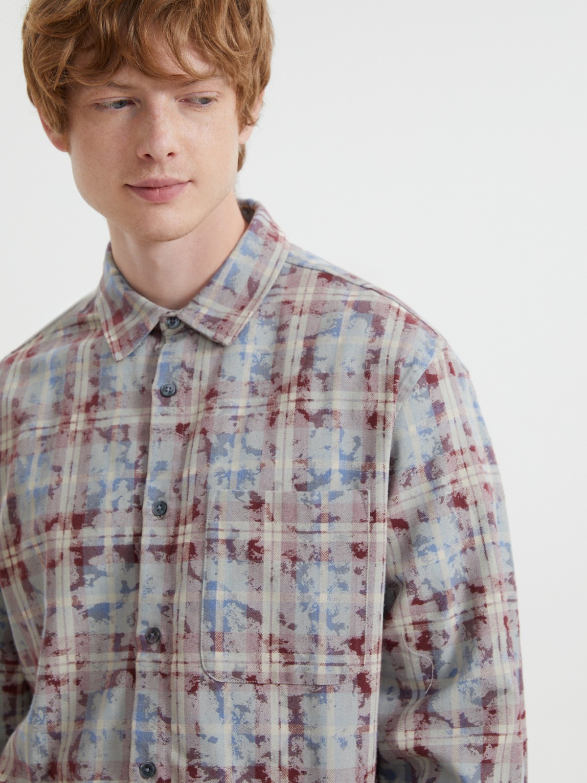 Рубашка из хлопка с узором в клетку