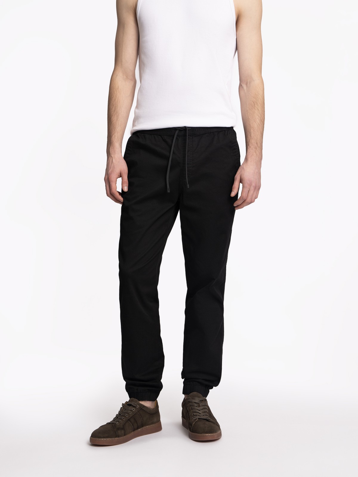 Прямые брюки-джоггеры из хлопка на резинке