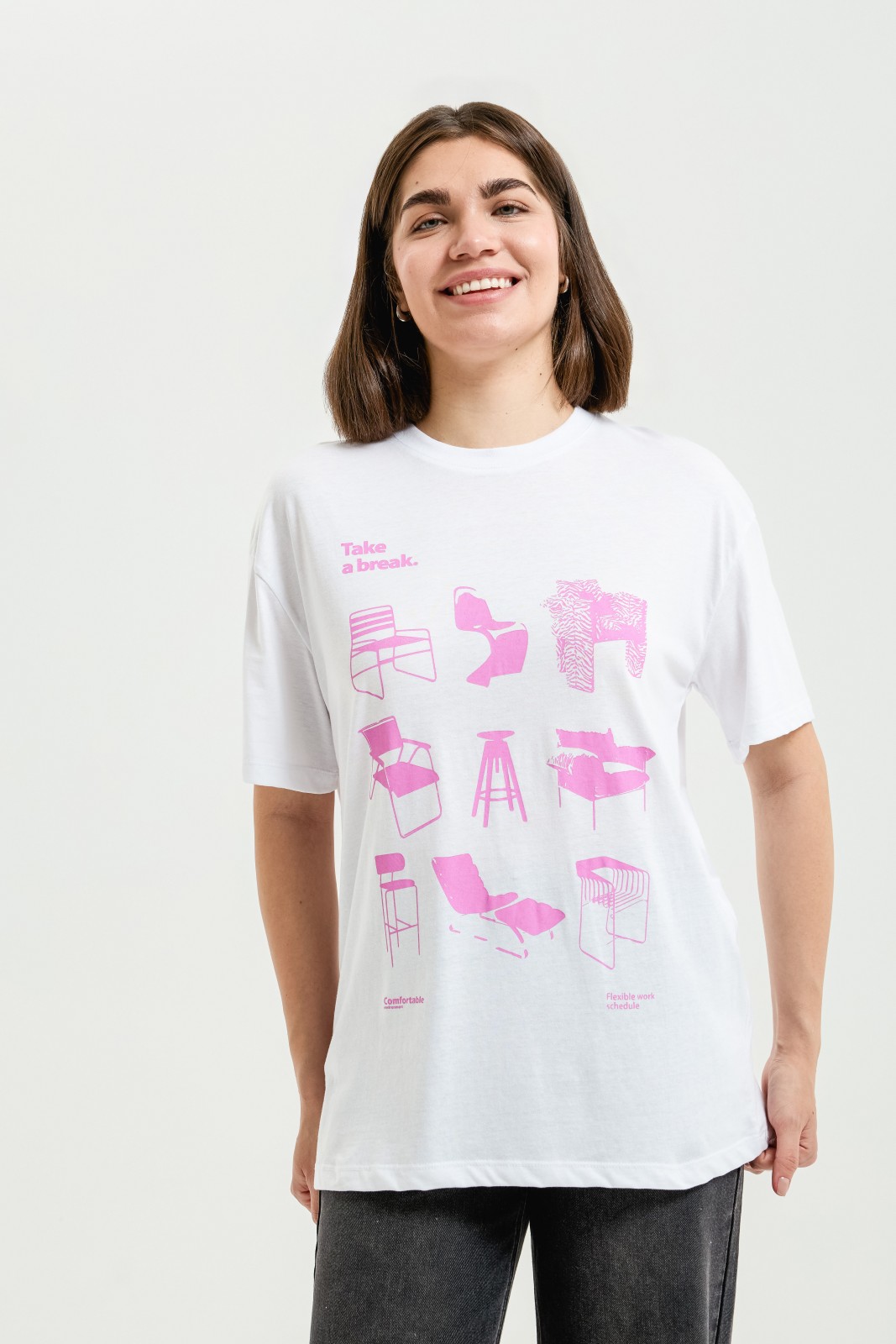 Футболка оверсайз из хлопка с принтом