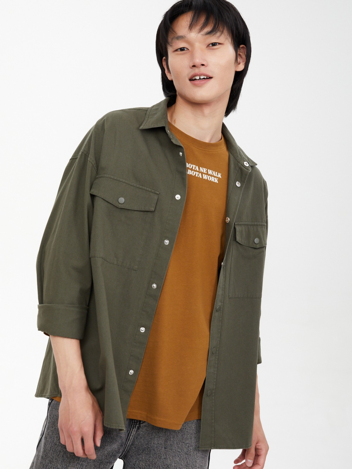 Куртка-рубашка из хлопка с карманами