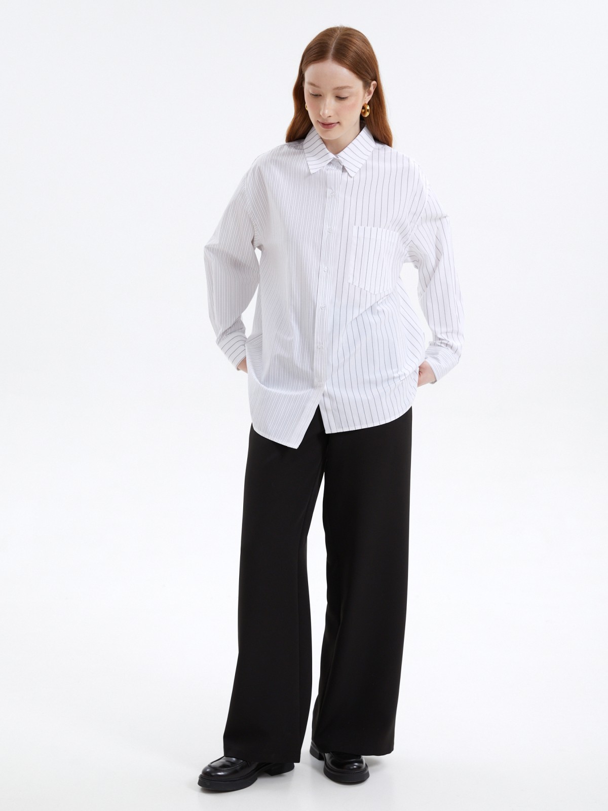 Ассиметричная рубашка с узором в полоску