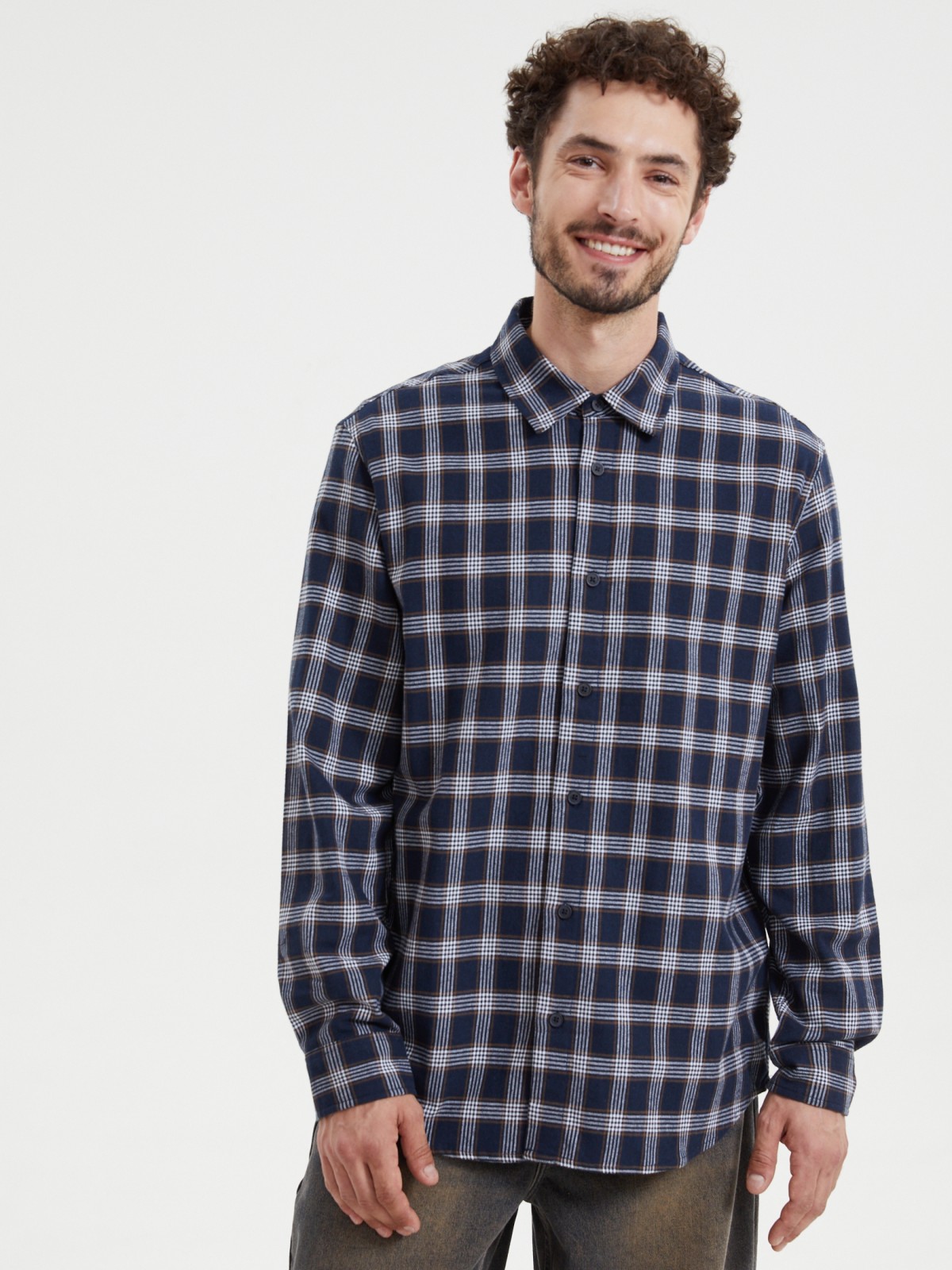 Рубашка из хлопка с узором в клетку