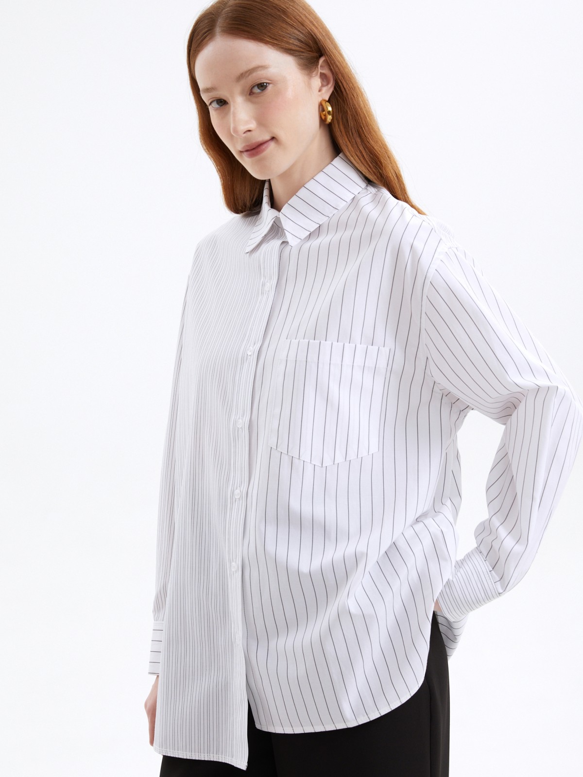 Ассиметричная рубашка с узором в полоску