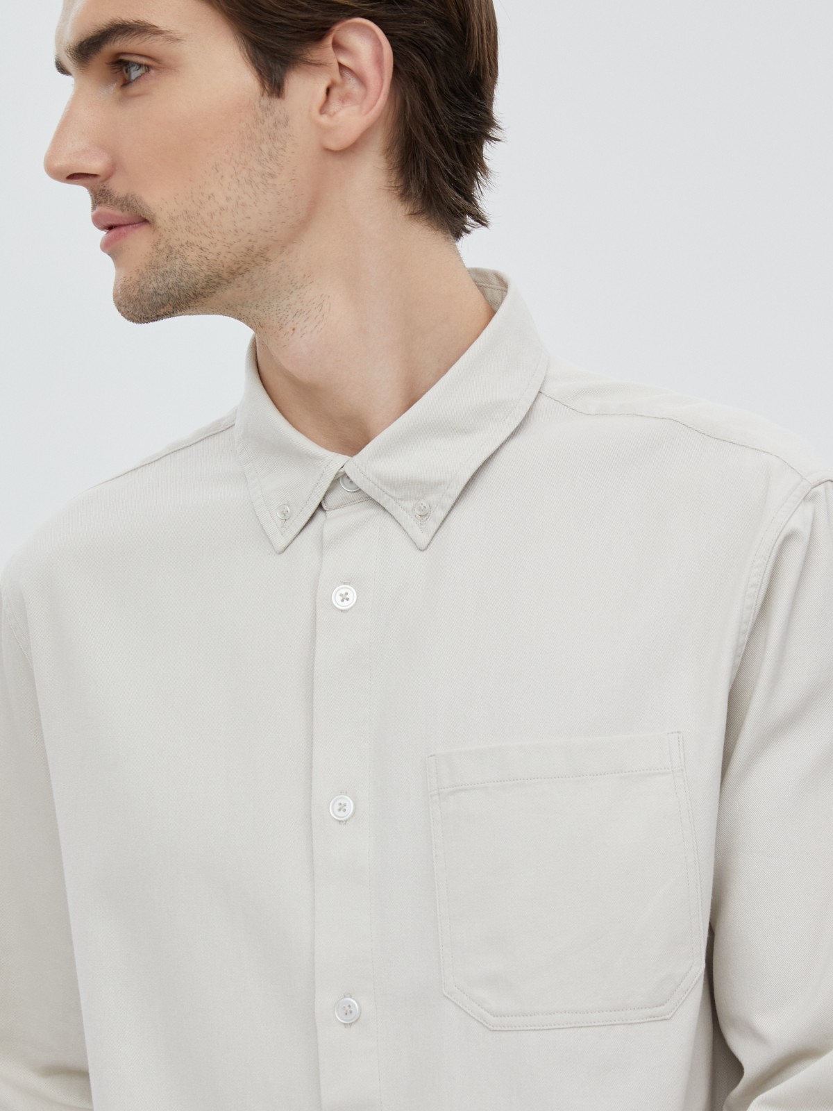Прямая рубашка из хлопка с длинным рукавом
