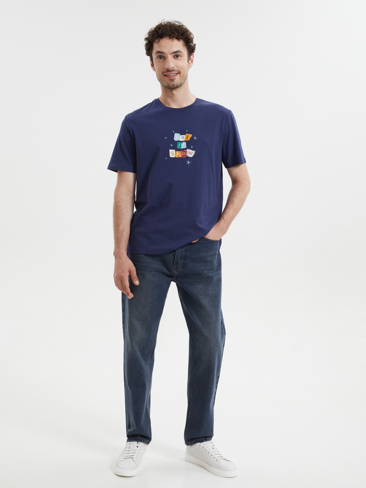 Новогодняя футболка из хлопка с принтом