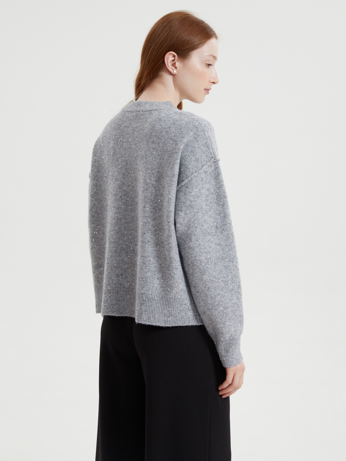 Вязаный джемпер с люрексом и пайетками