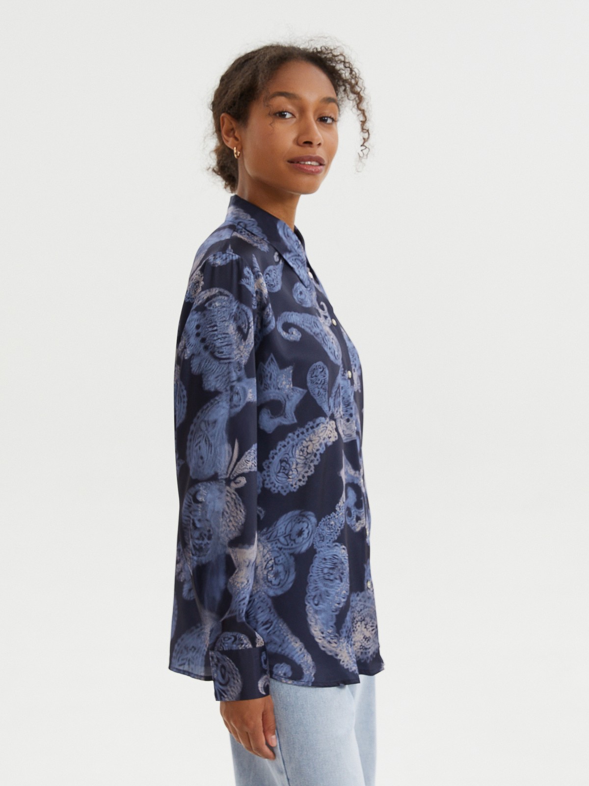 Рубашка с принтом и длинным рукавом