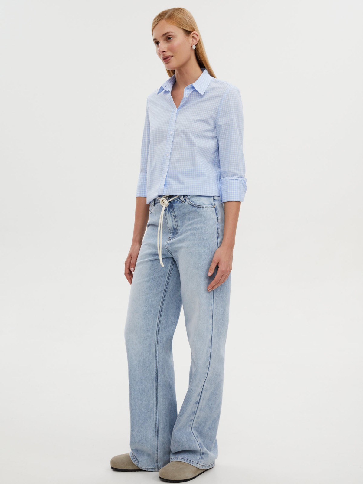 Рубашка из хлопка в клетку с длинным рукавом