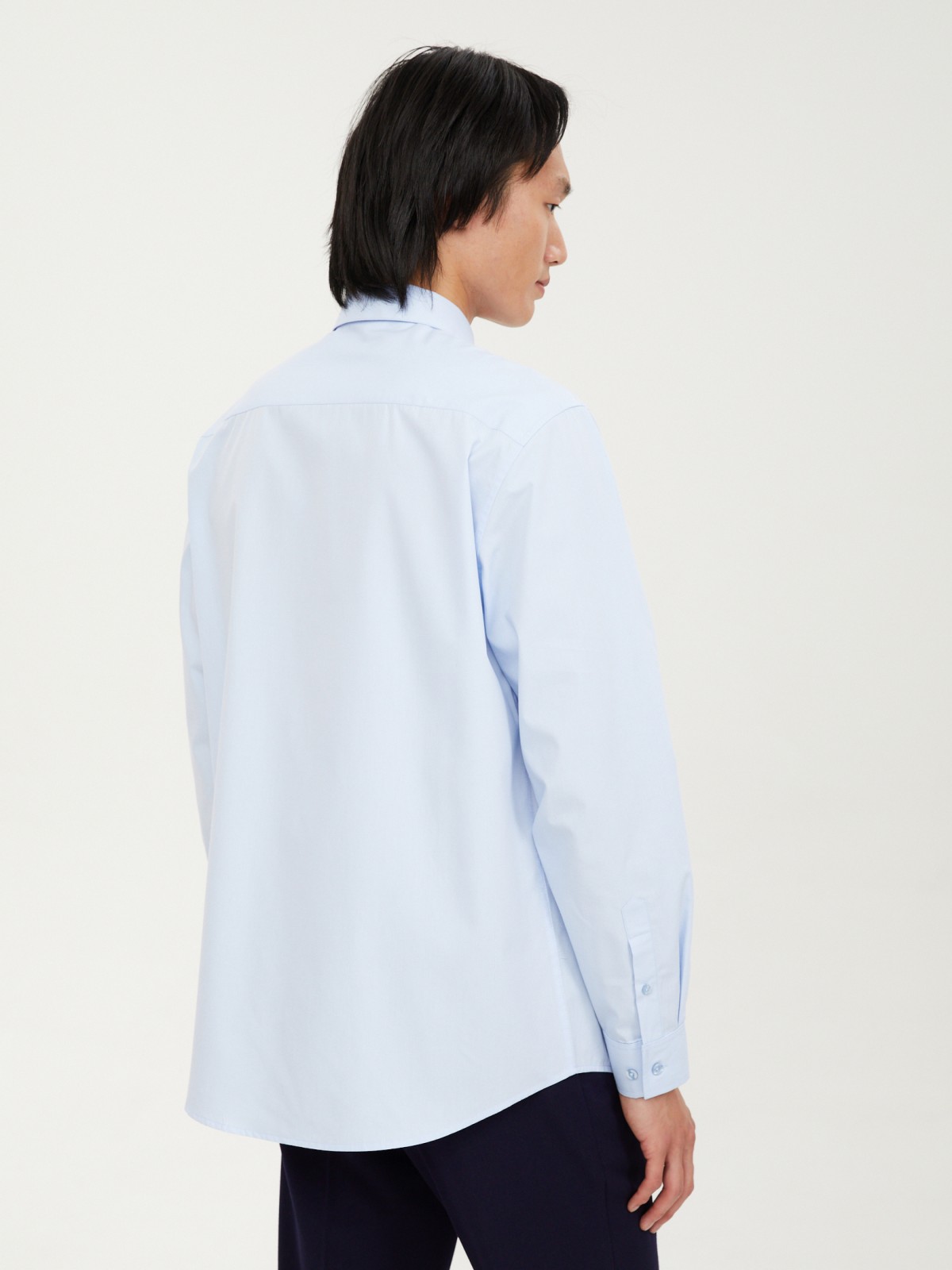 Офисная прямая рубашка с длинным рукавом