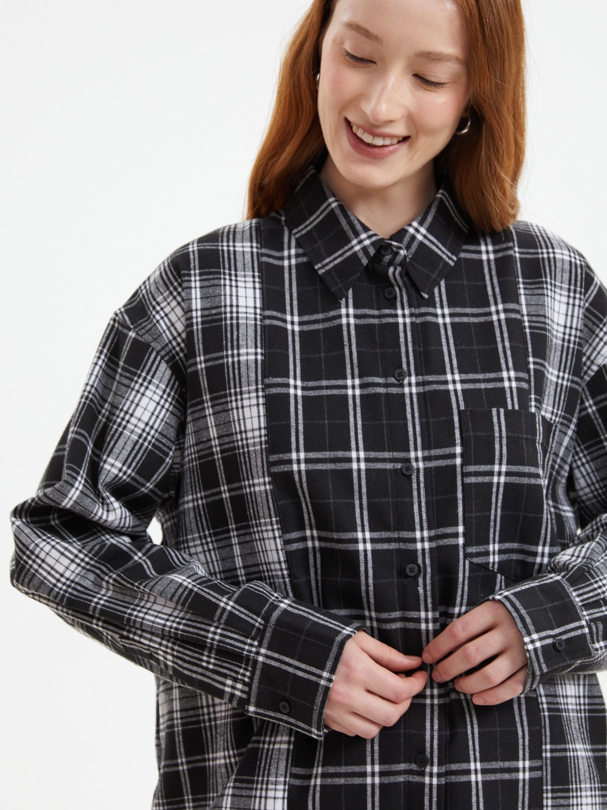 Рубашка оверсайз с узором в клетку