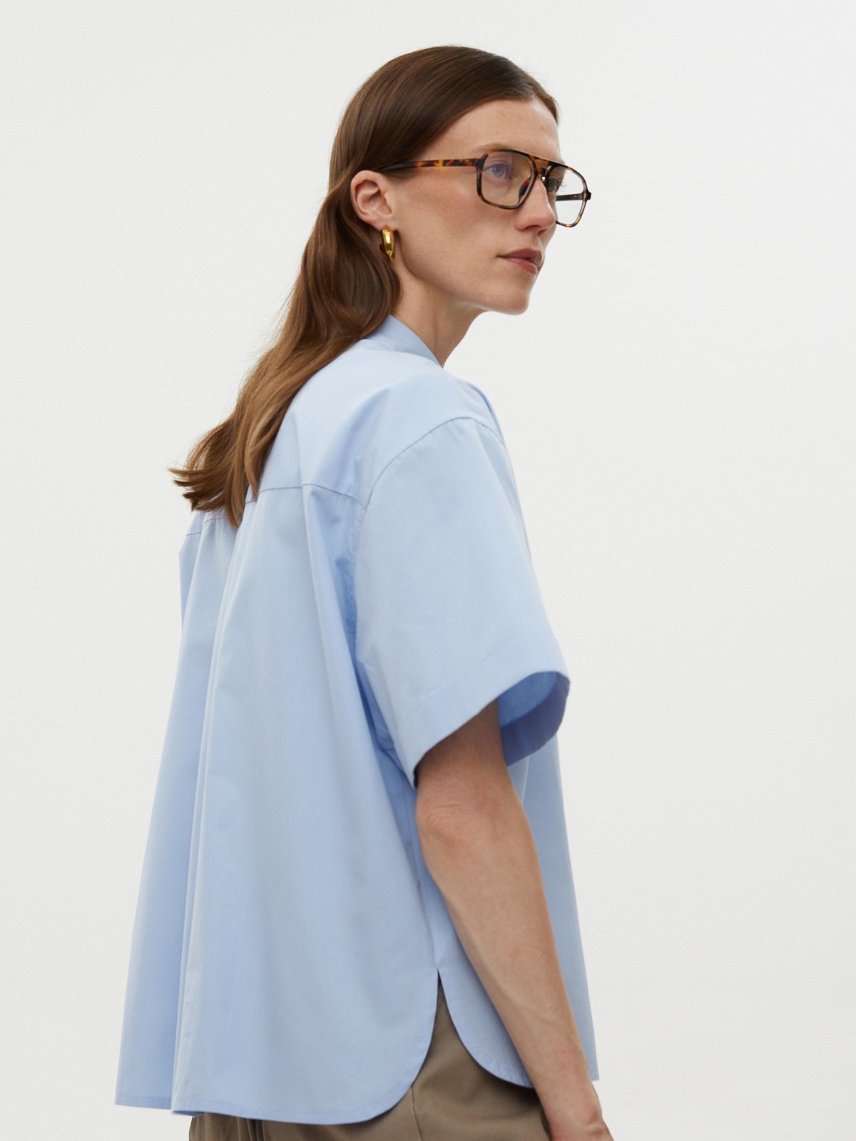 Рубашка оверсайз из хлопка с коротким рукавом