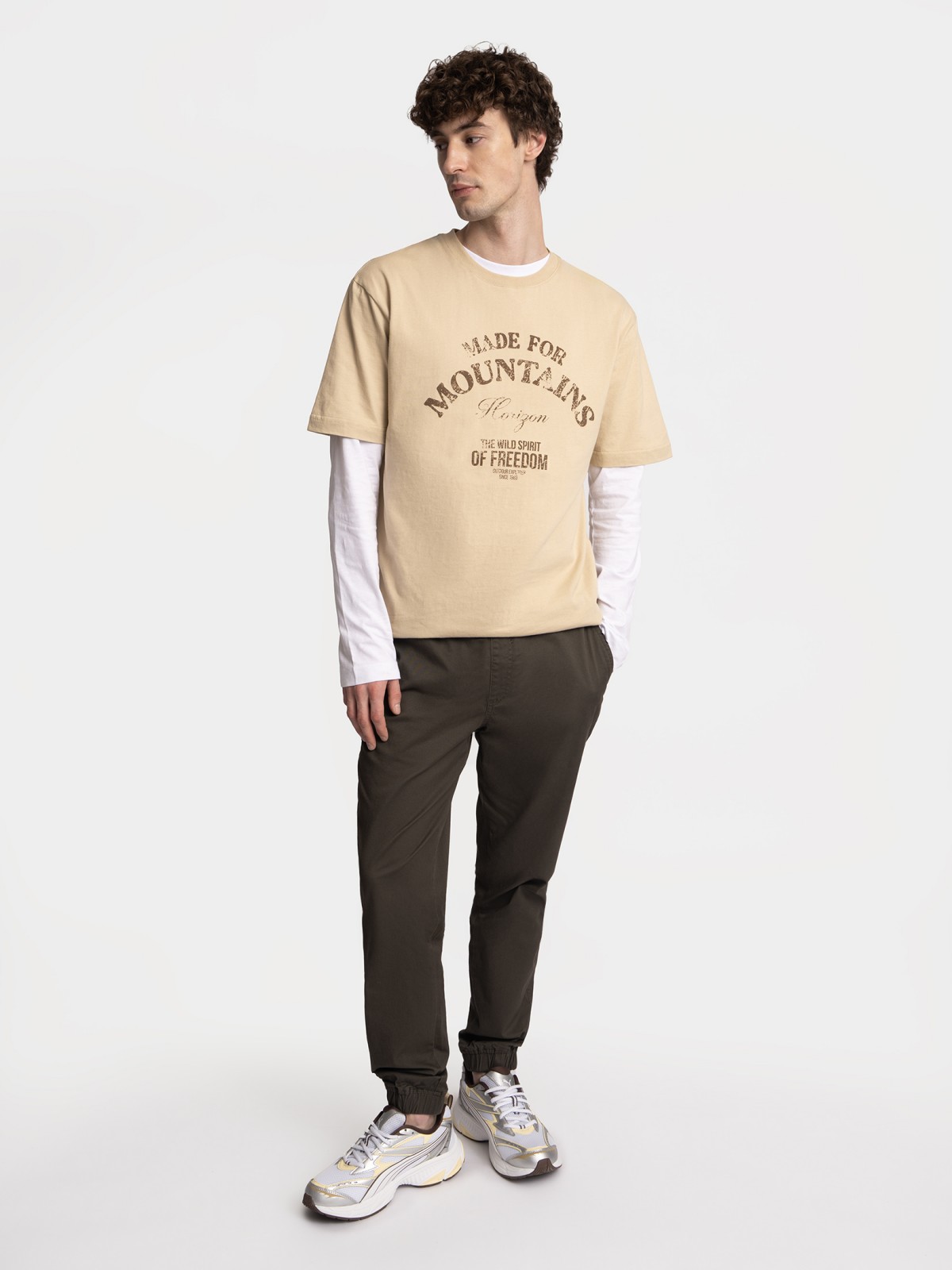 Прямые брюки-джоггеры из хлопка на резинке