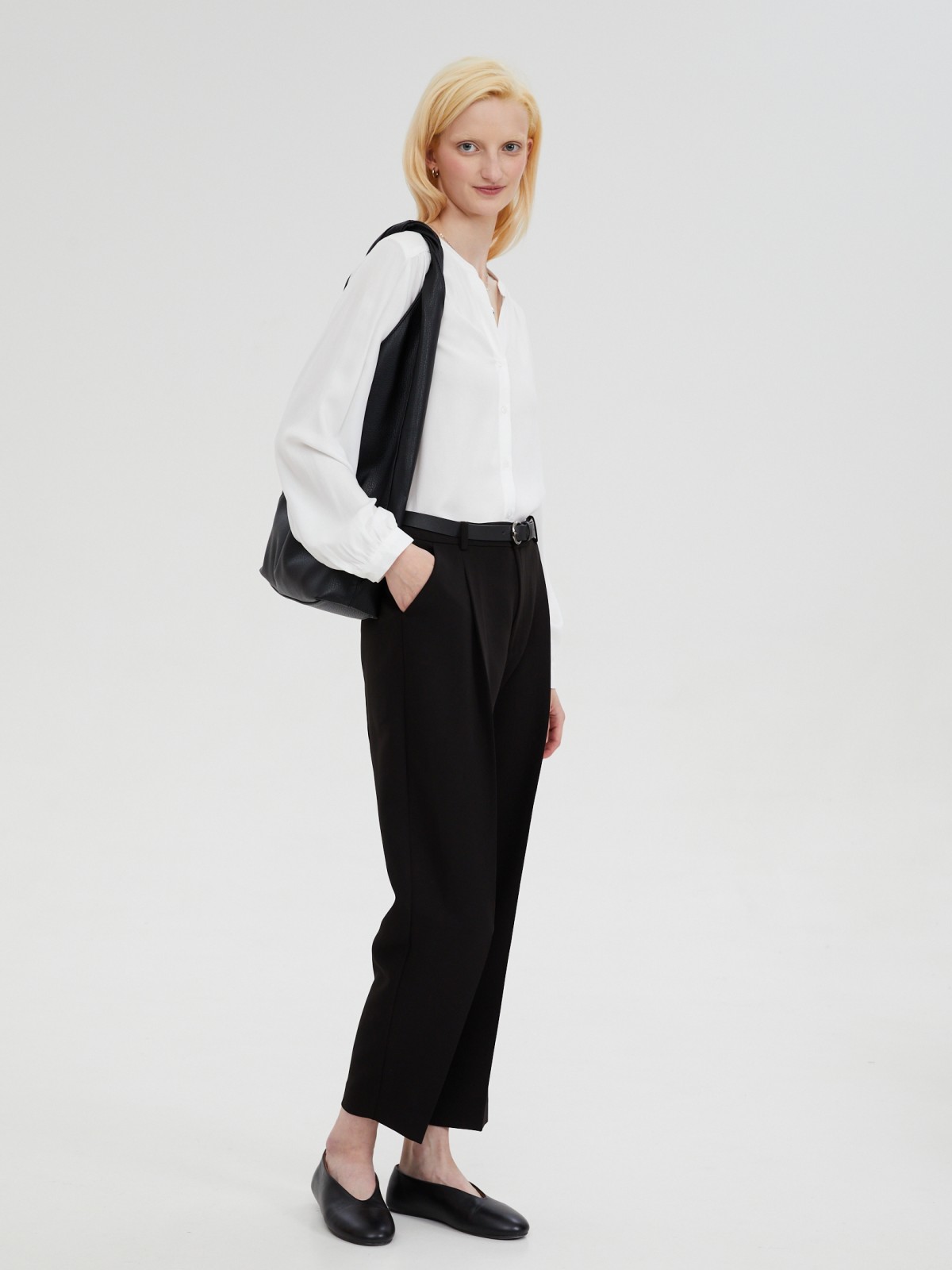 Офисная рубашка из вискозы с длинным рукавом