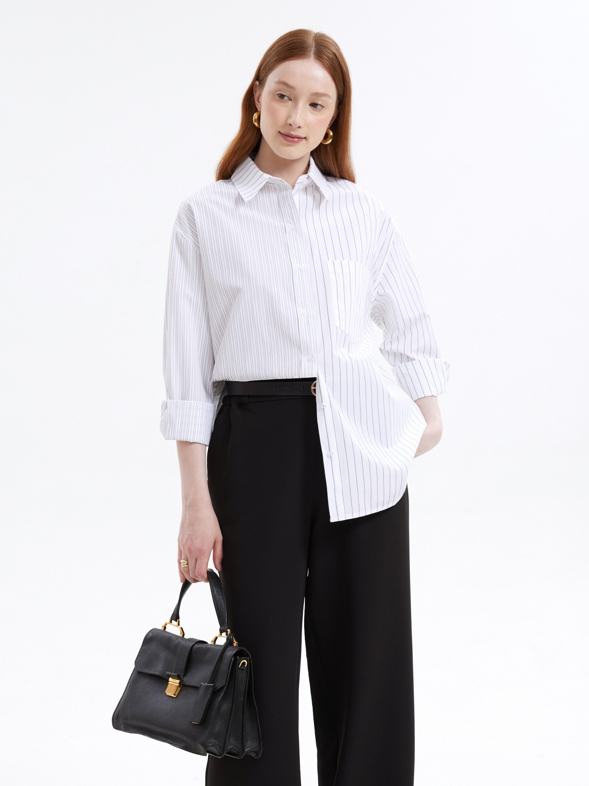 Ассиметричная рубашка с узором в полоску