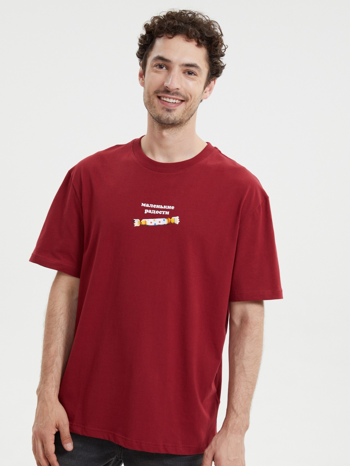 Новогодняя футболка из хлопка с принтом