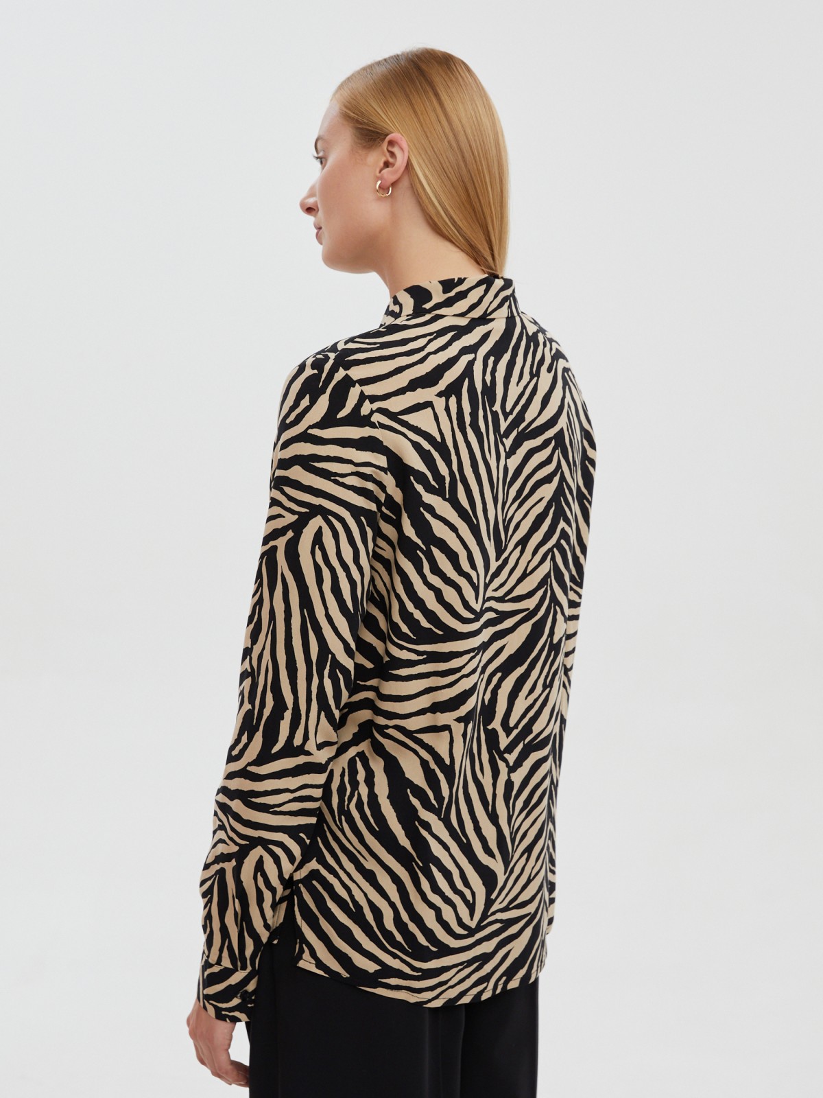 Рубашка из вискозы с принтом и длинным рукавом