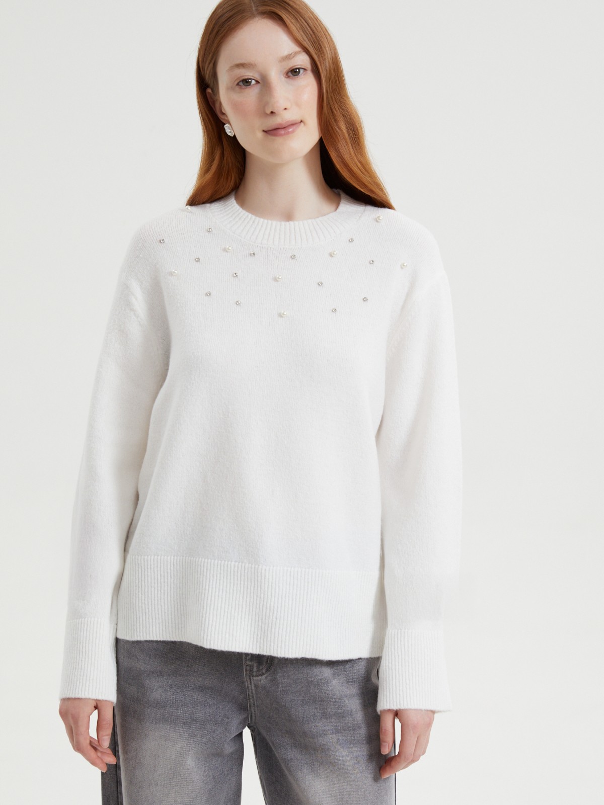 Вязаный джемпер с шерстью и декором