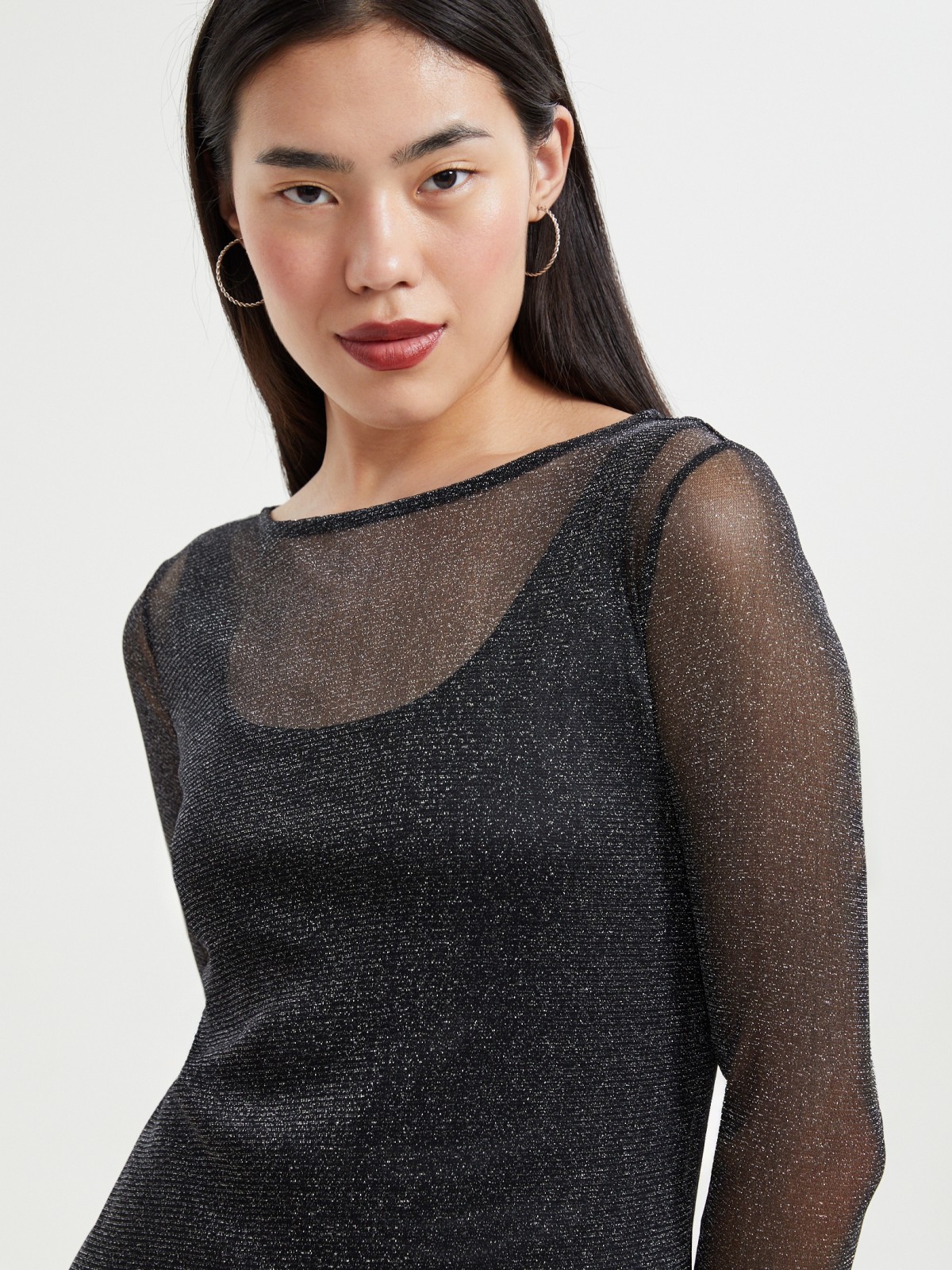 Платье из сетки с люрексом и нижней комбинацией