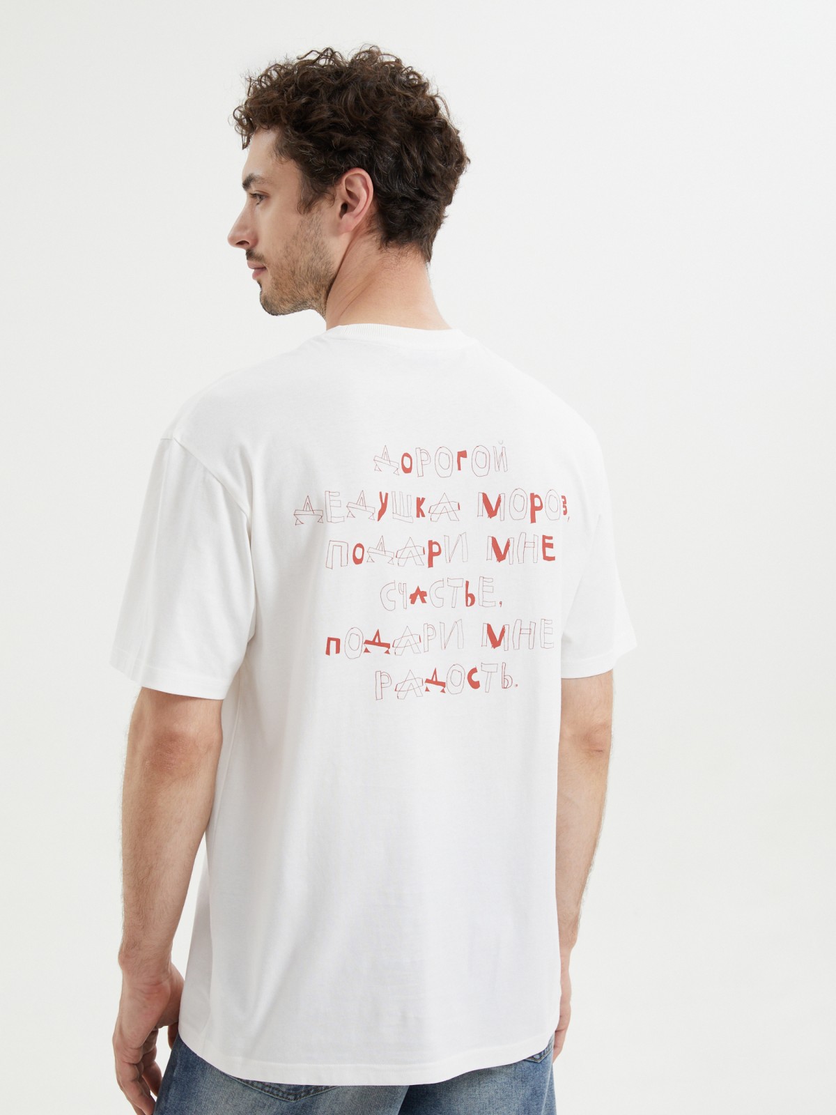 Новогодняя футболка из хлопка с принтом