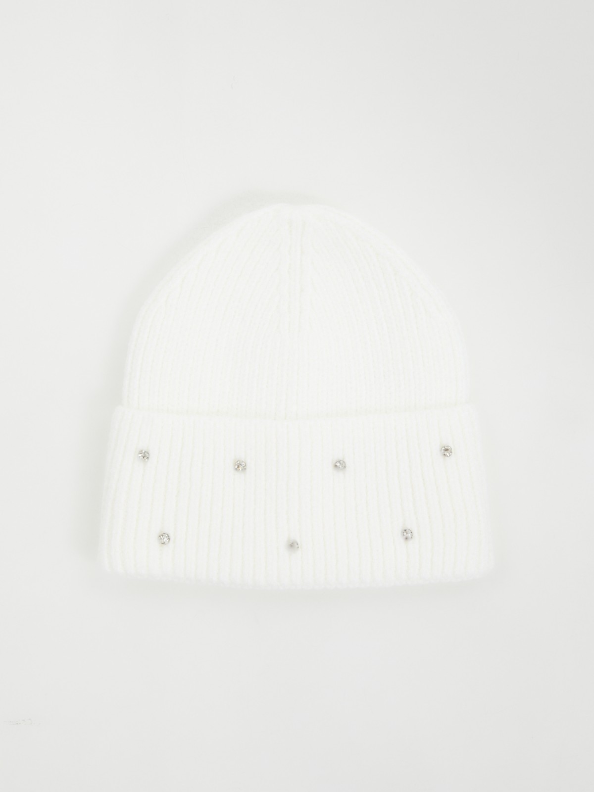 Вязаная шапка-бини со стразами