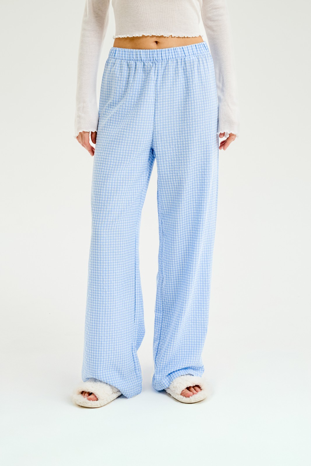 Прямые брюки на резинке с принтом